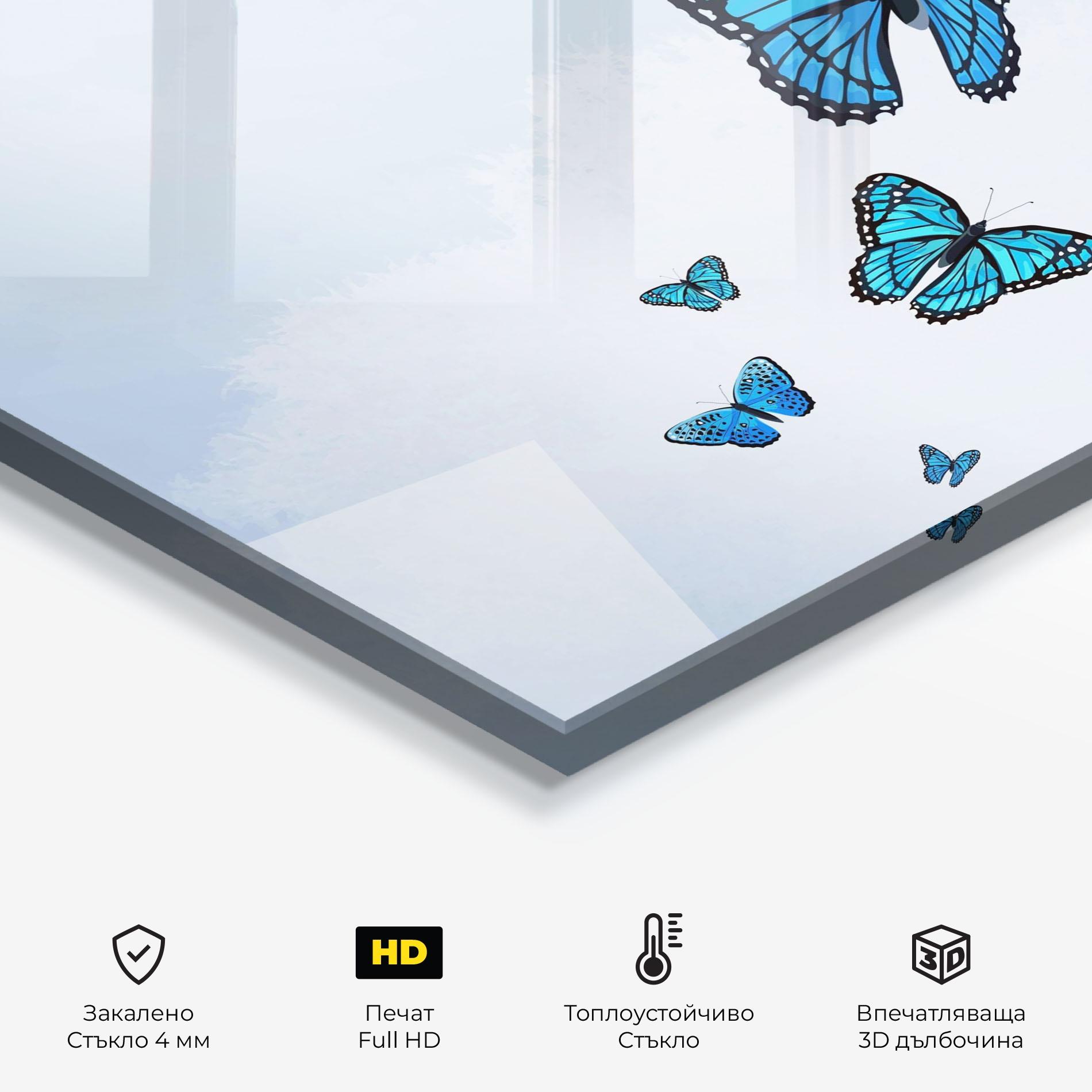 Стъклен панел за кухня Blue Sky Butterfly mockup 2