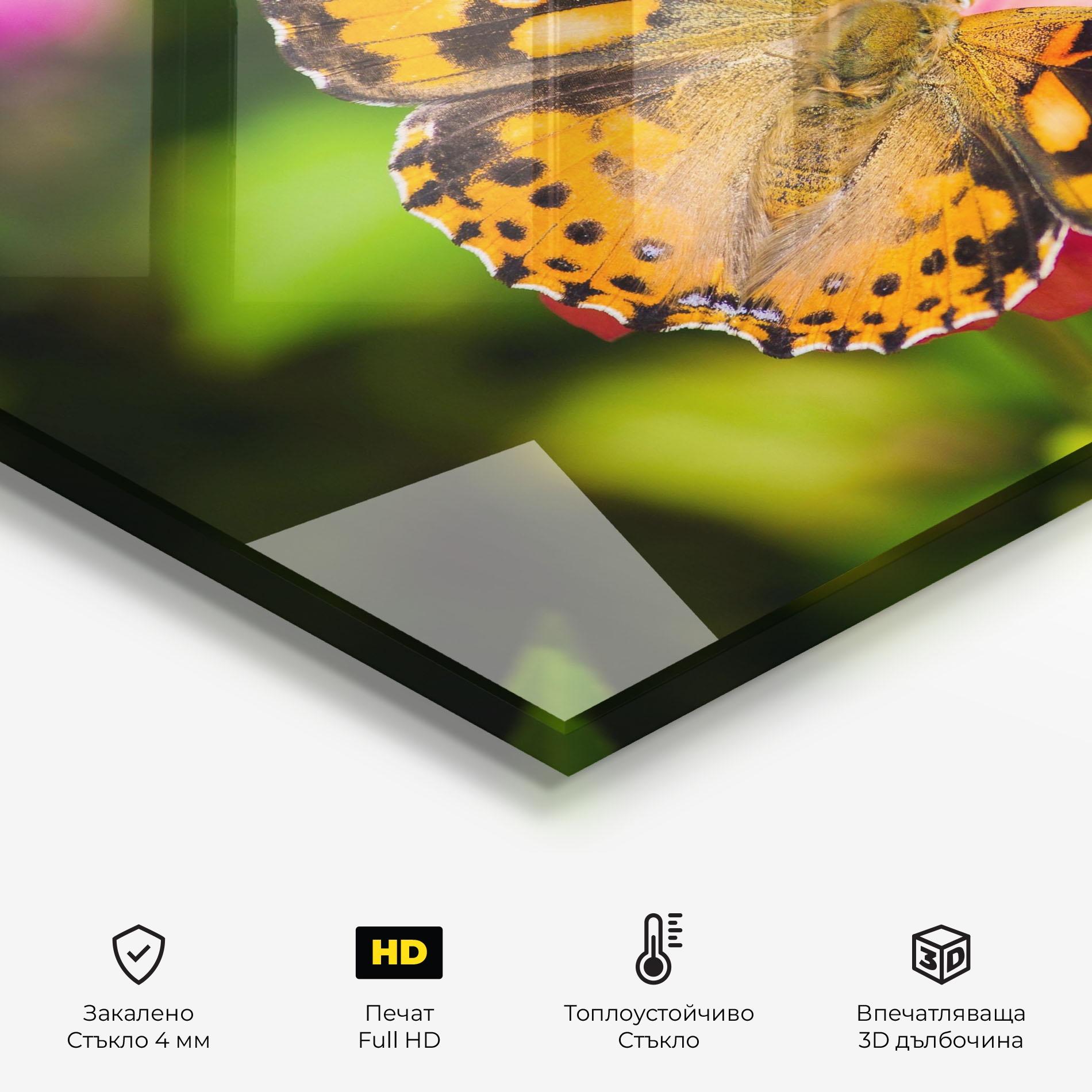 Стъклен панел за кухня Butterfly On Flower mockup 2