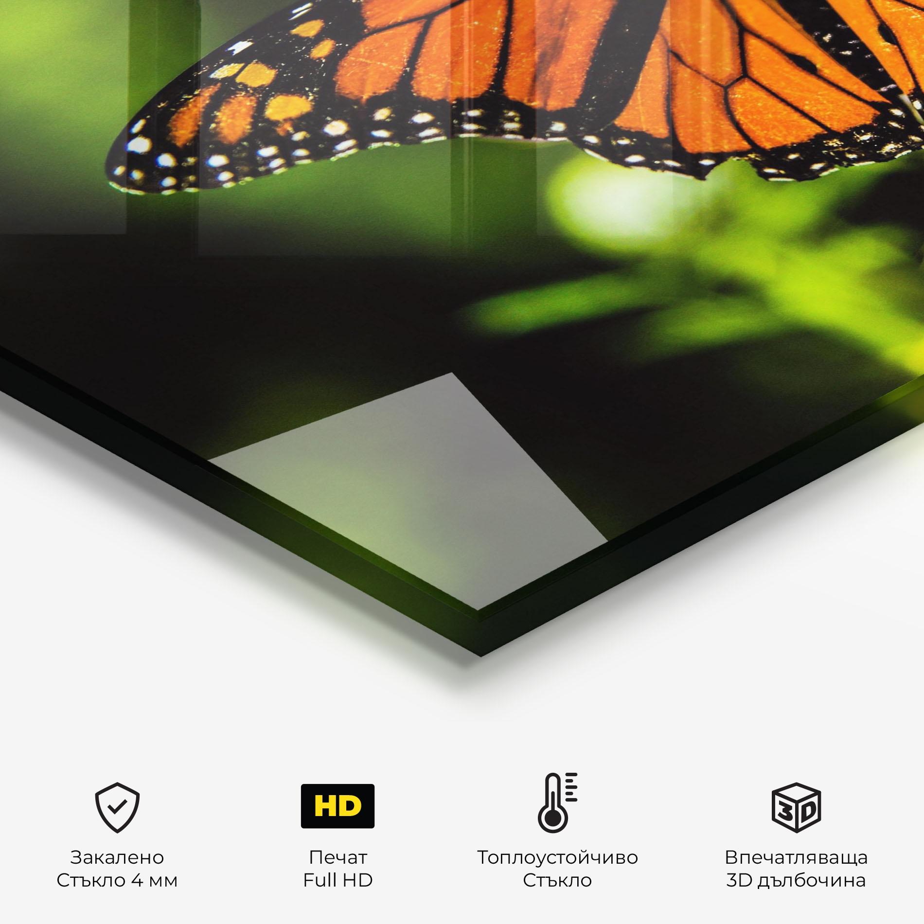 Стъклен панел за кухня Orange Open Butterfly mockup 2