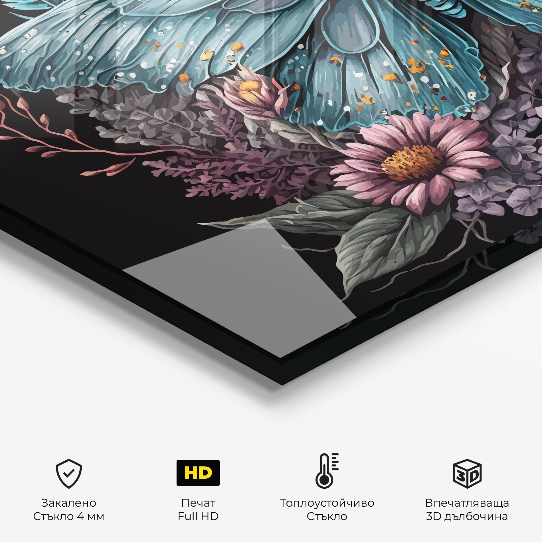 Стъклен панел за кухня Pretty Blue Butterfly mockup 2