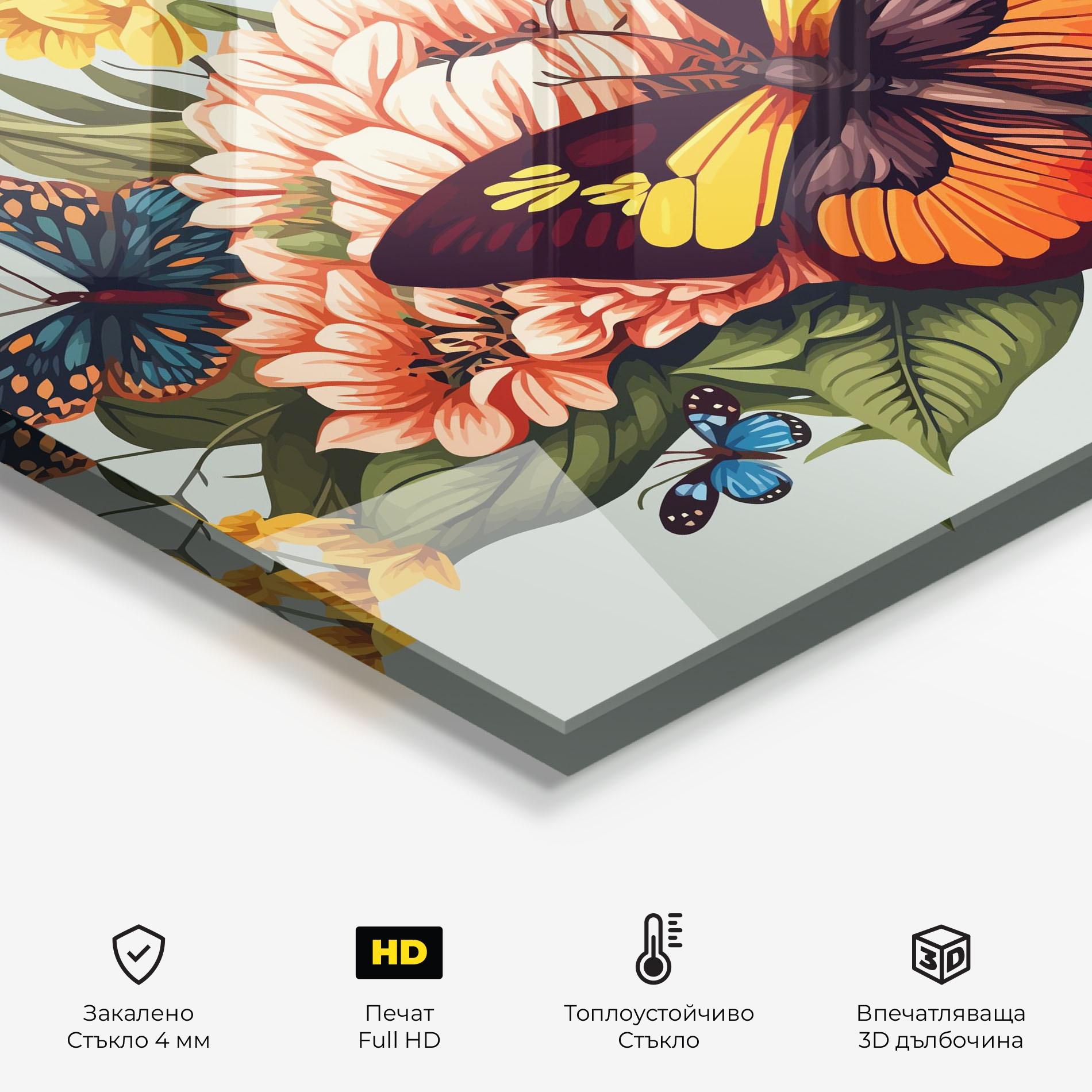 Стъклен панел за кухня Pretty Butterfly mockup 2