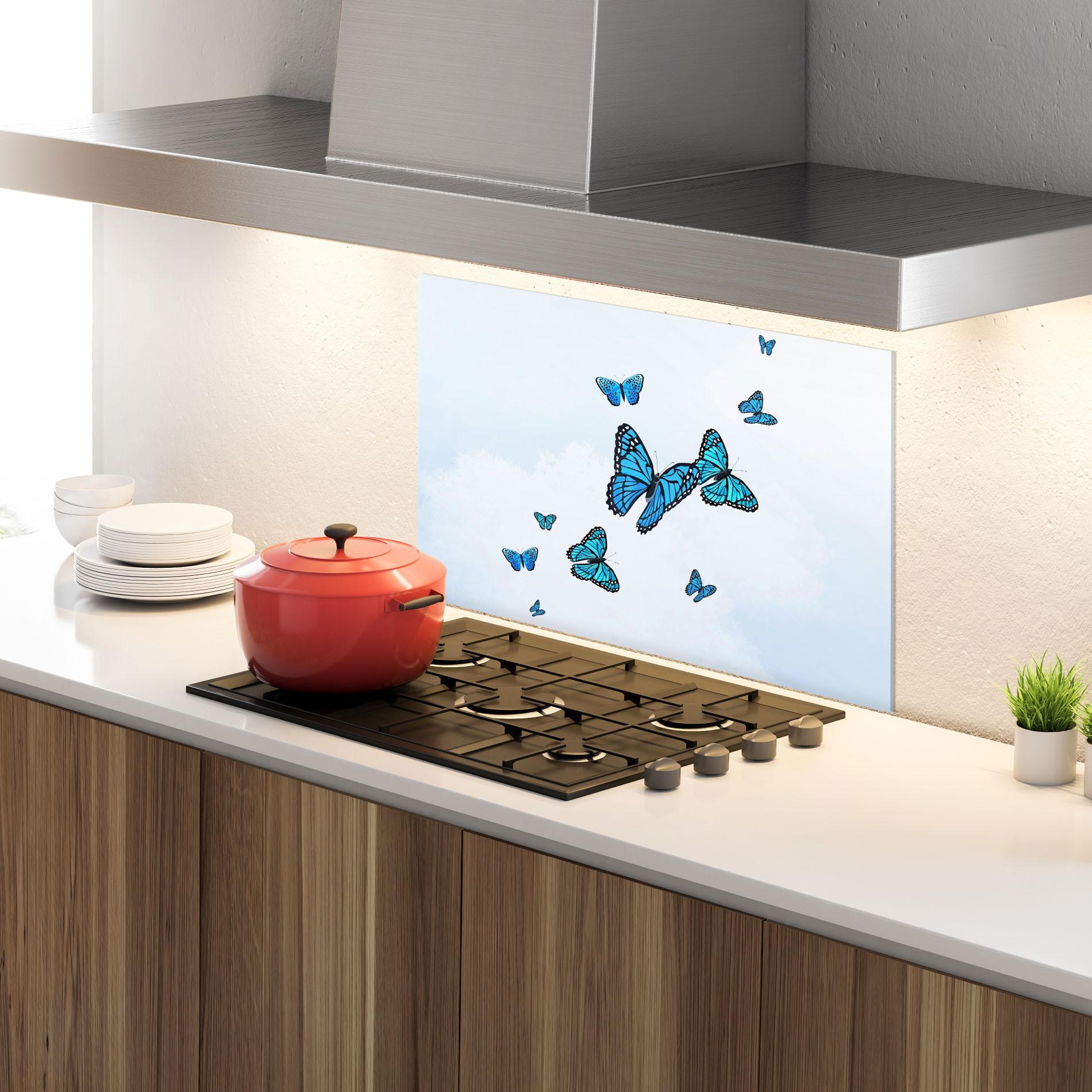 Стъклен панел за кухня Blue Sky Butterfly mockup 4