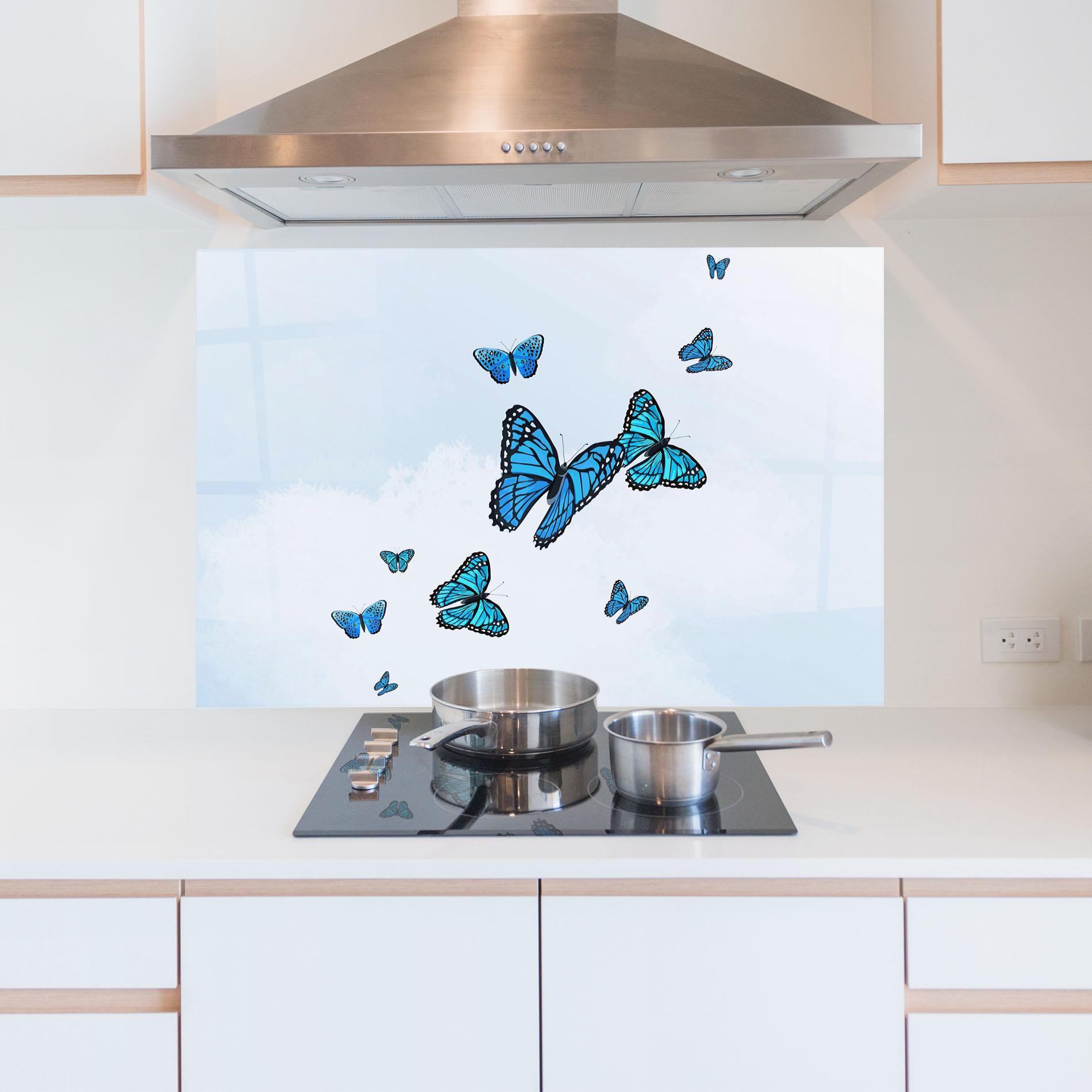 Стъклен панел за кухня Blue Sky Butterfly mockup 5