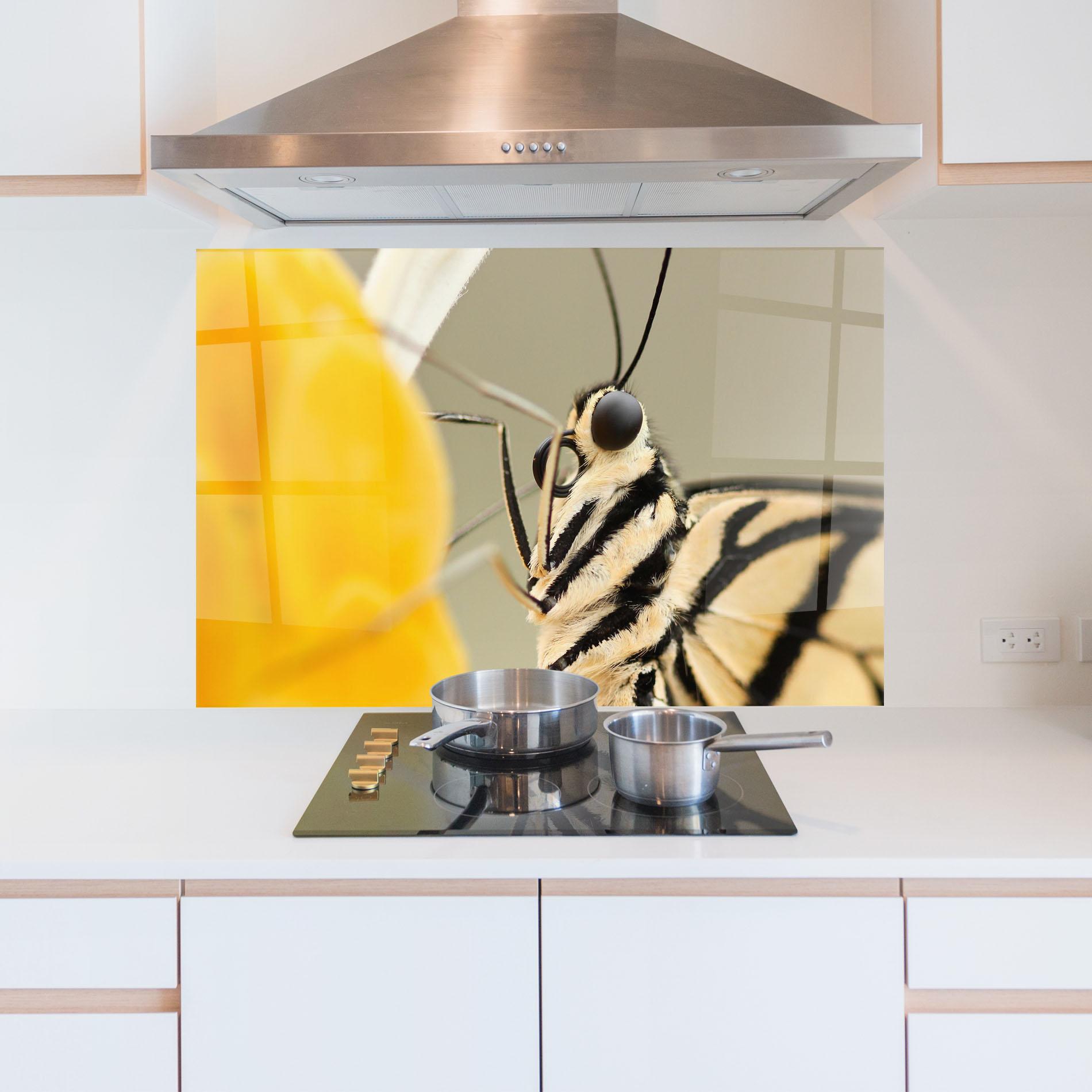 Стъклен панел за кухня Close Up Cream Butterfly mockup 5