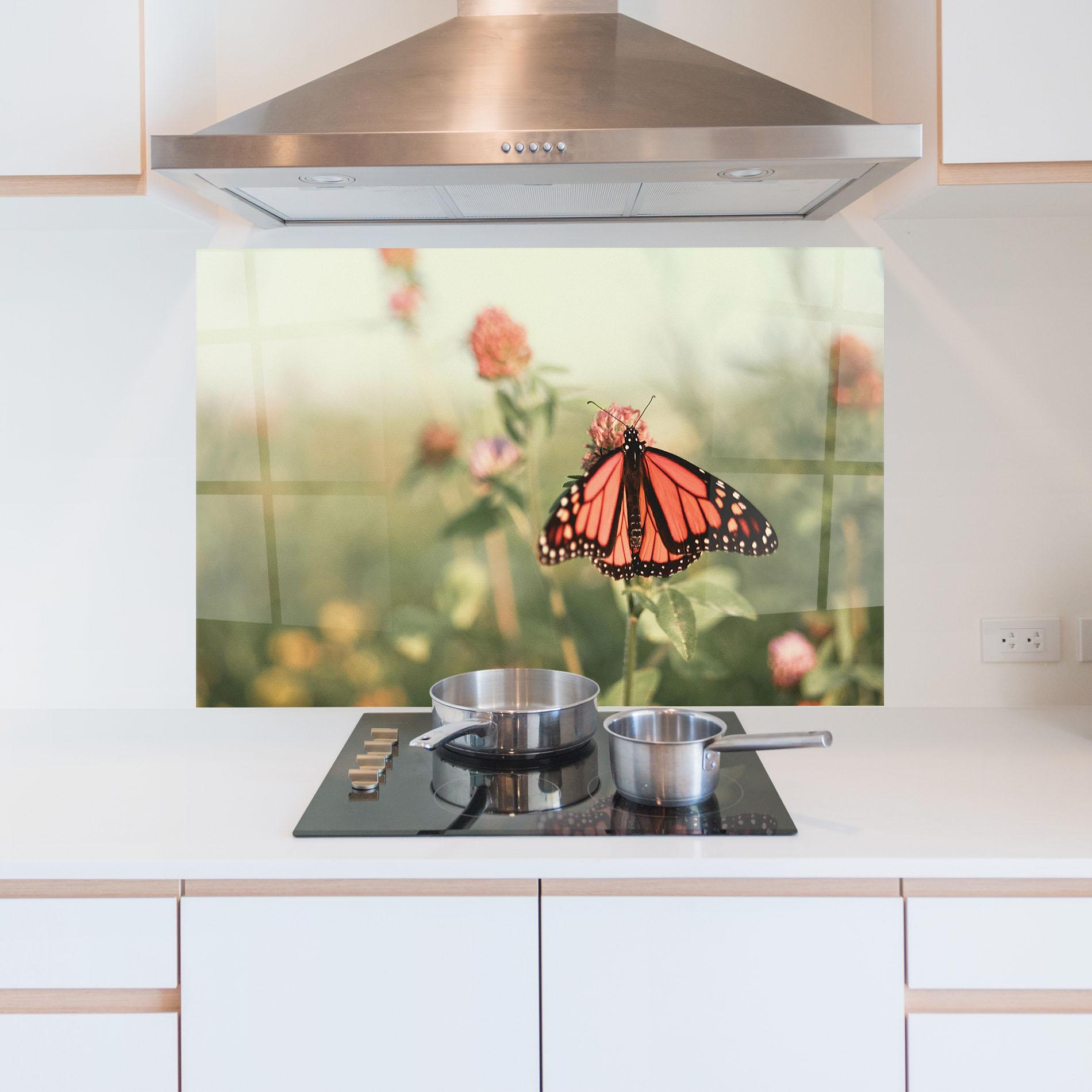 Стъклен панел за кухня Light Red Butterfly mockup 5
