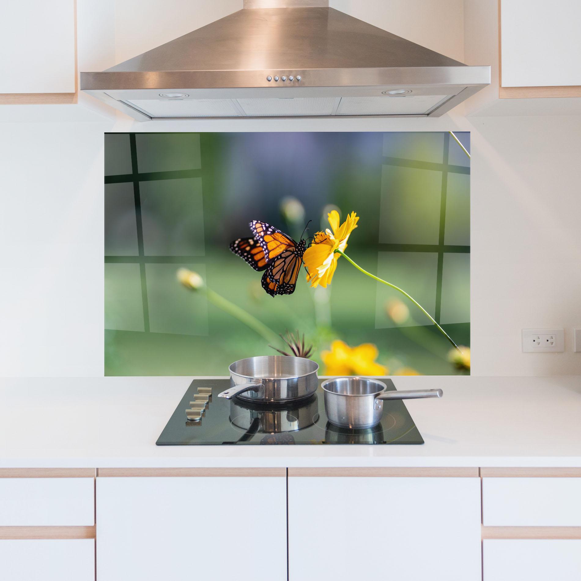 Стъклен панел за кухня Nice Orange Butterfly mockup 5