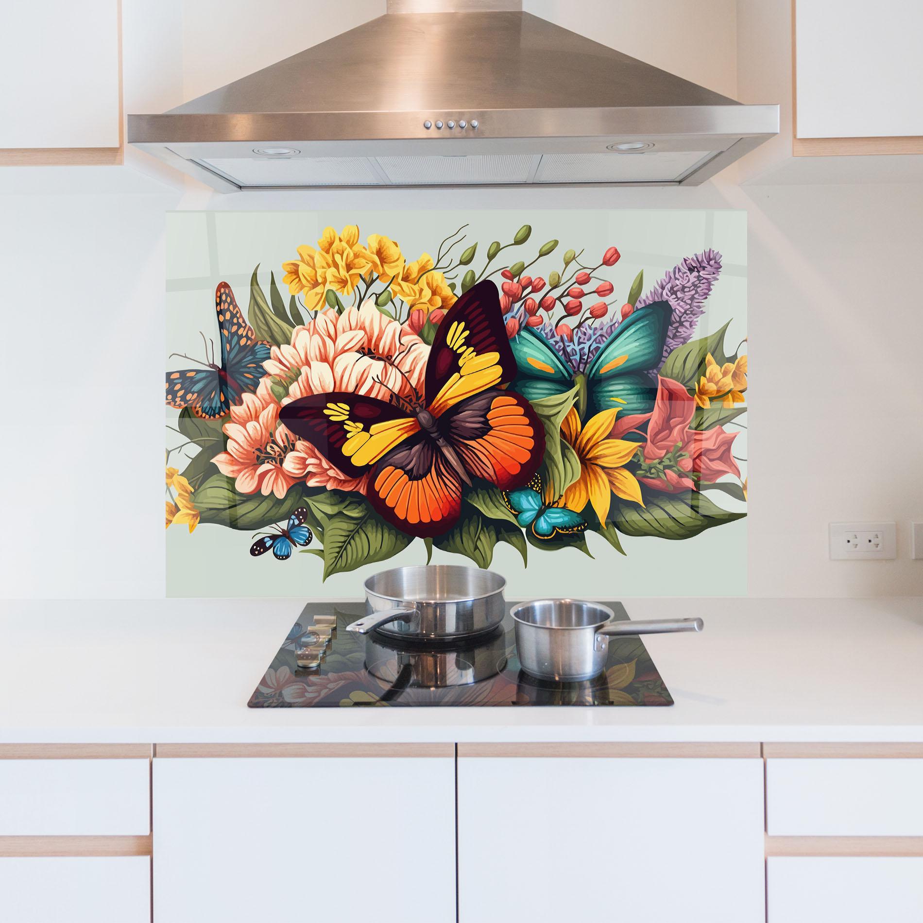Стъклен панел за кухня Pretty Butterfly mockup 5