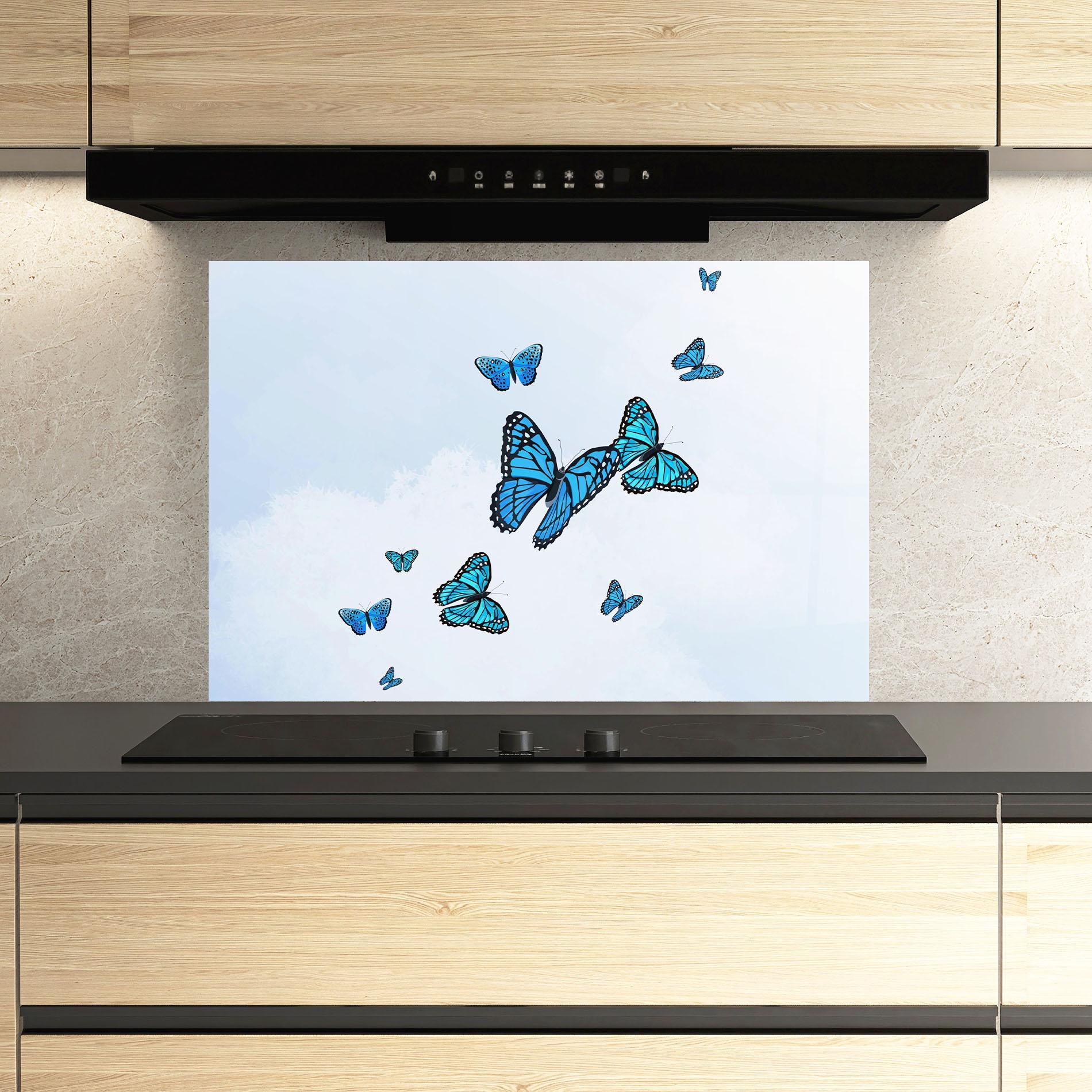 Стъклен панел за кухня Blue Sky Butterfly mockup 3