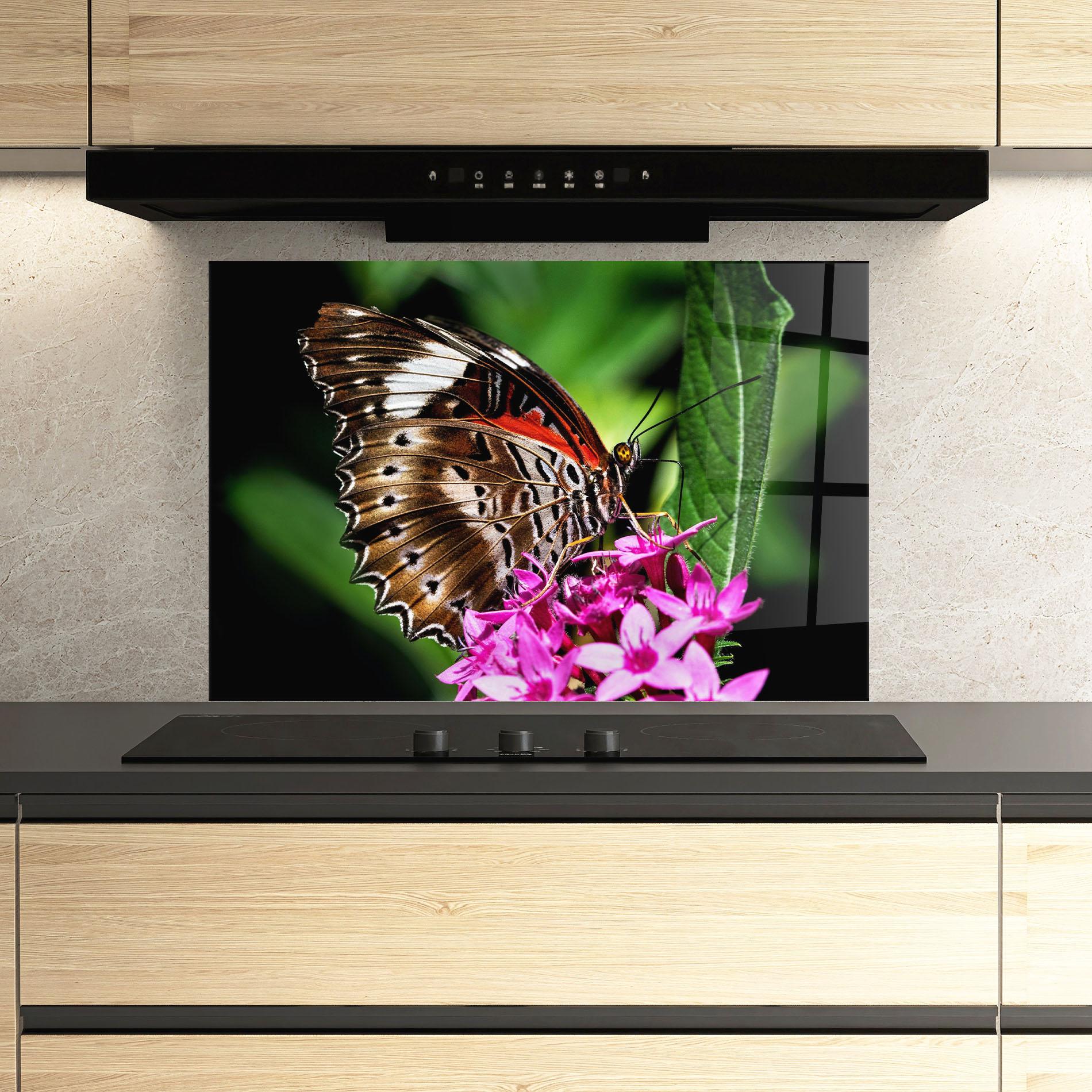 Стъклен панел за кухня Brown Red Butterfly mockup 3