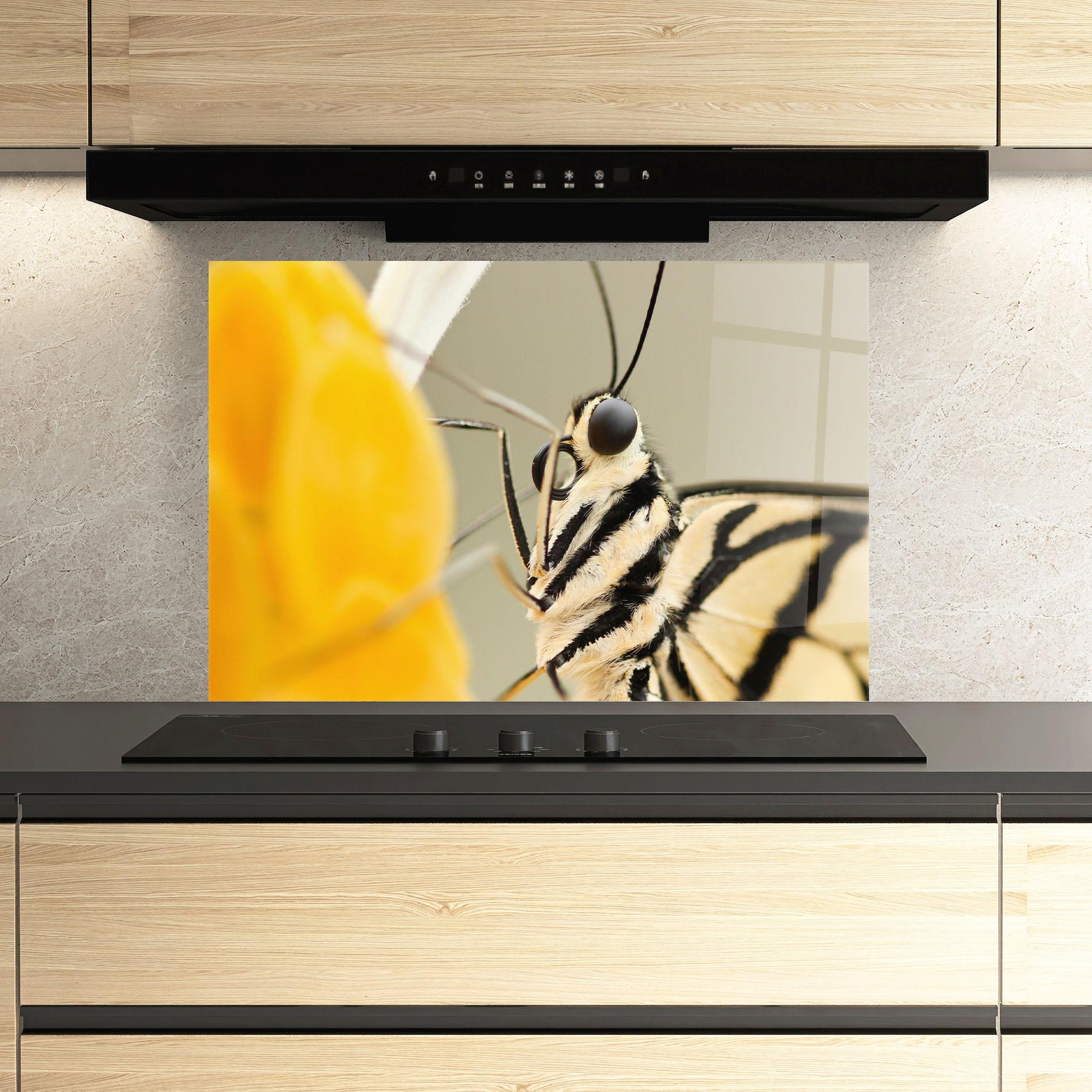 Стъклен панел за кухня Close Up Cream Butterfly mockup 3