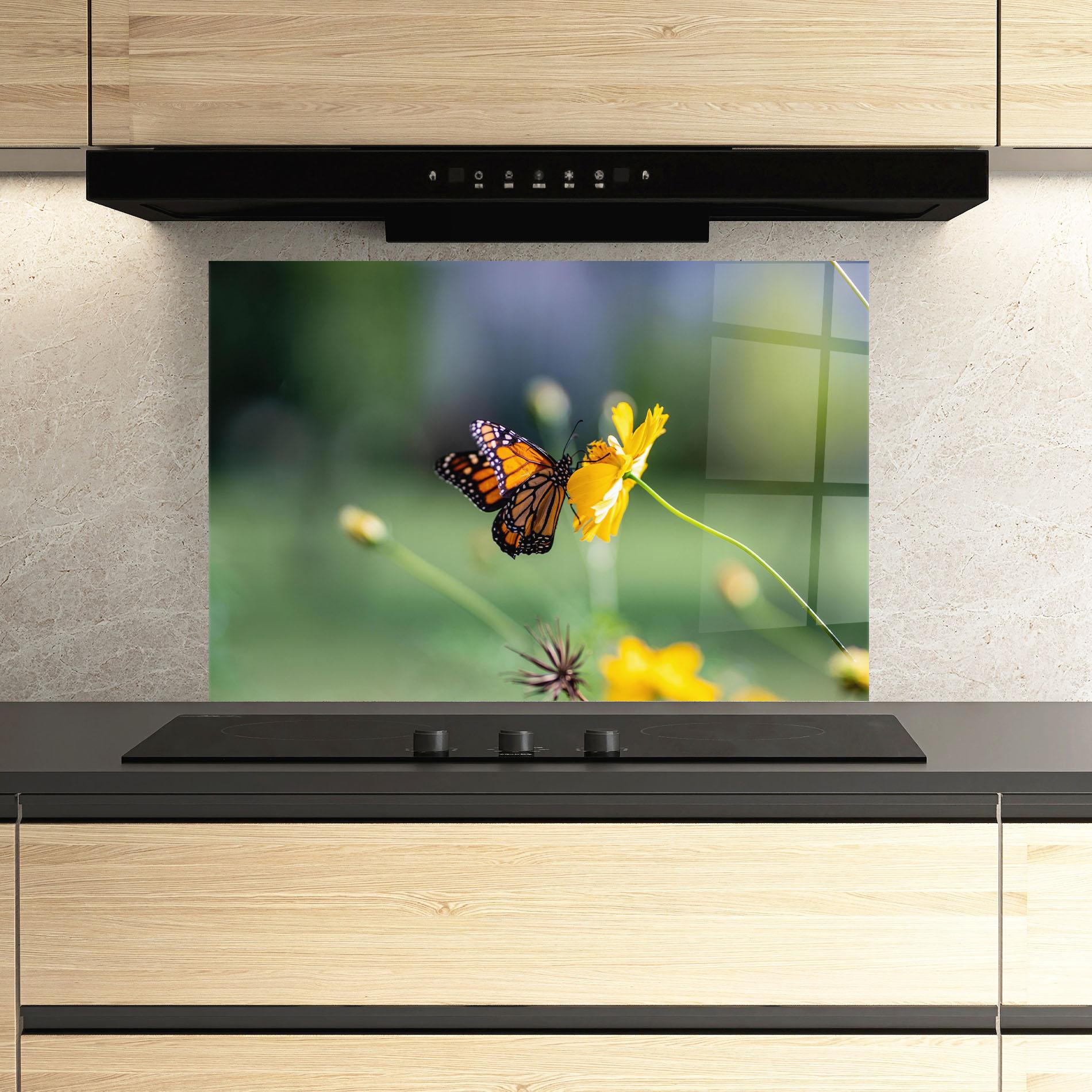 Стъклен панел за кухня Nice Orange Butterfly mockup 3