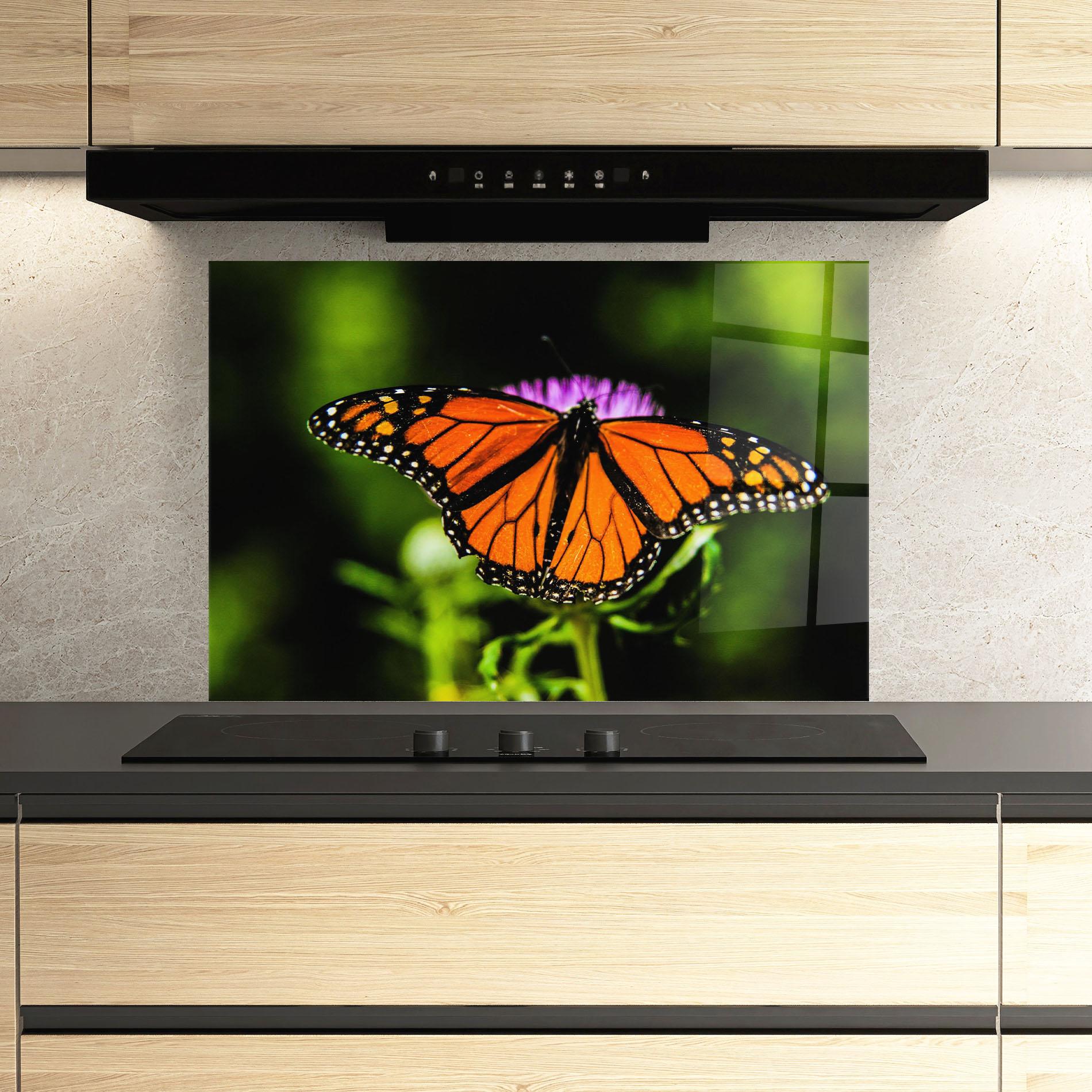 Стъклен панел за кухня Orange Open Butterfly mockup 3