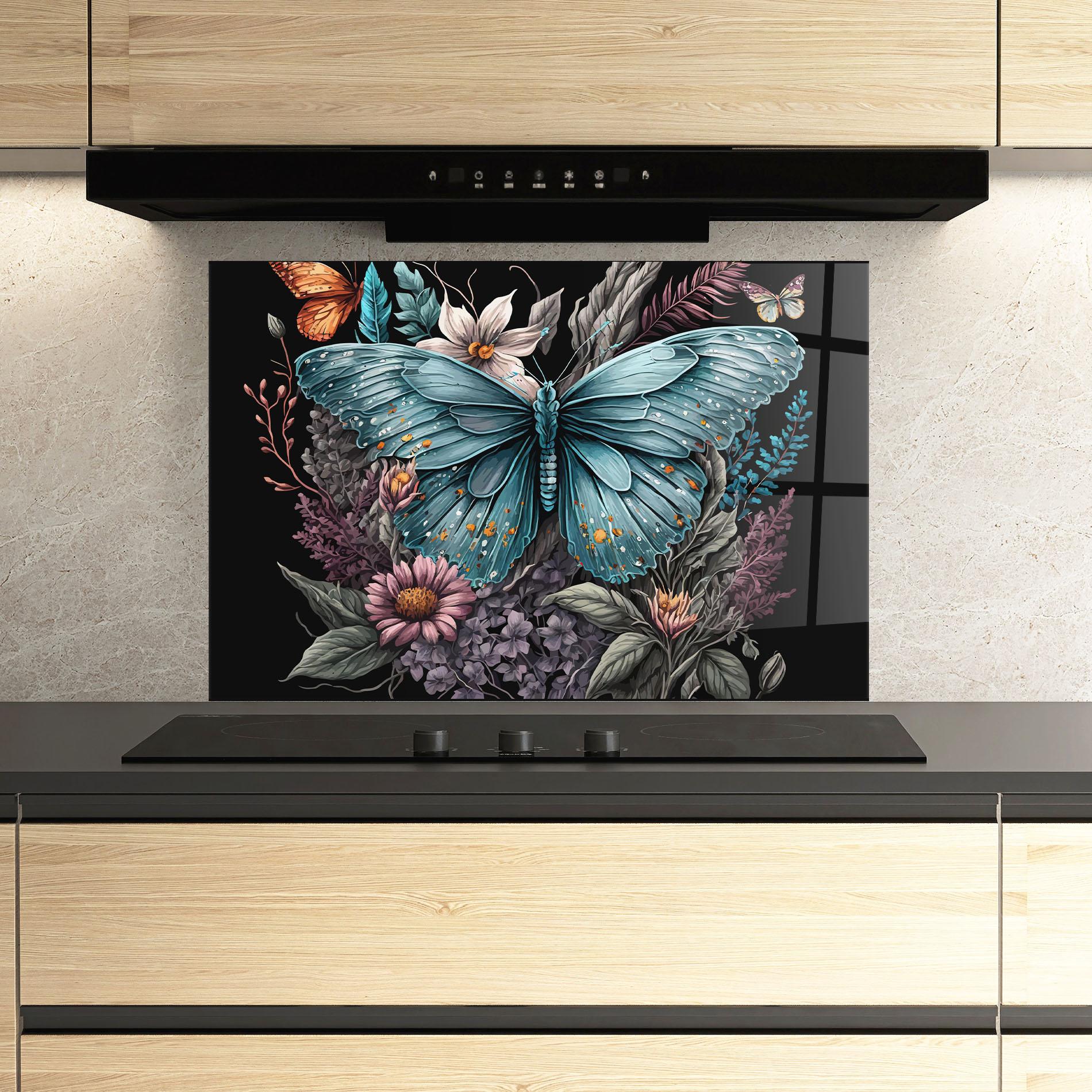 Стъклен панел за кухня Pretty Blue Butterfly mockup 3