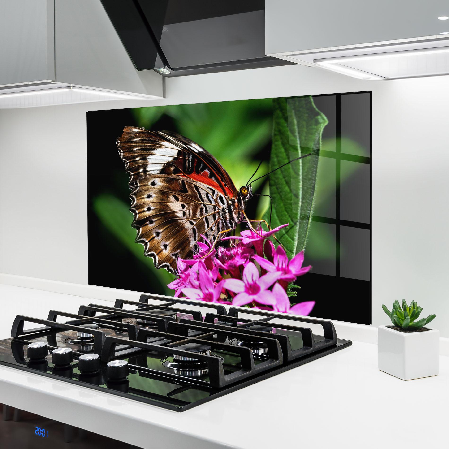 Стъклен панел за кухня Brown Red Butterfly mockup 6