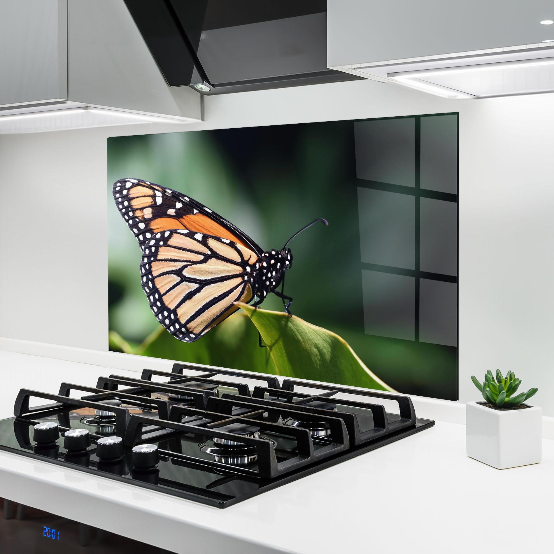 Стъклен панел за кухня Light Orange Butterfly mockup 6