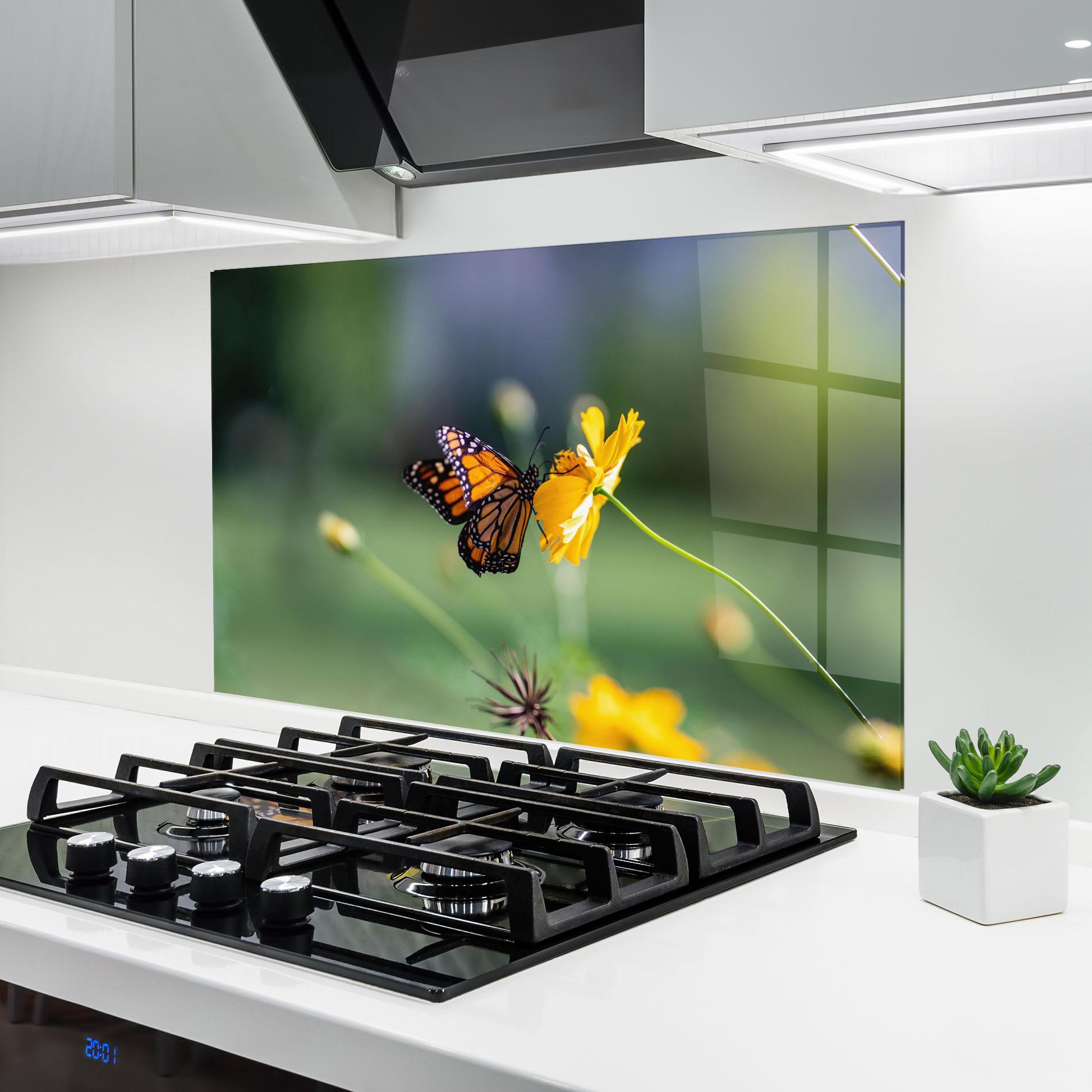 Стъклен панел за кухня Nice Orange Butterfly mockup 6