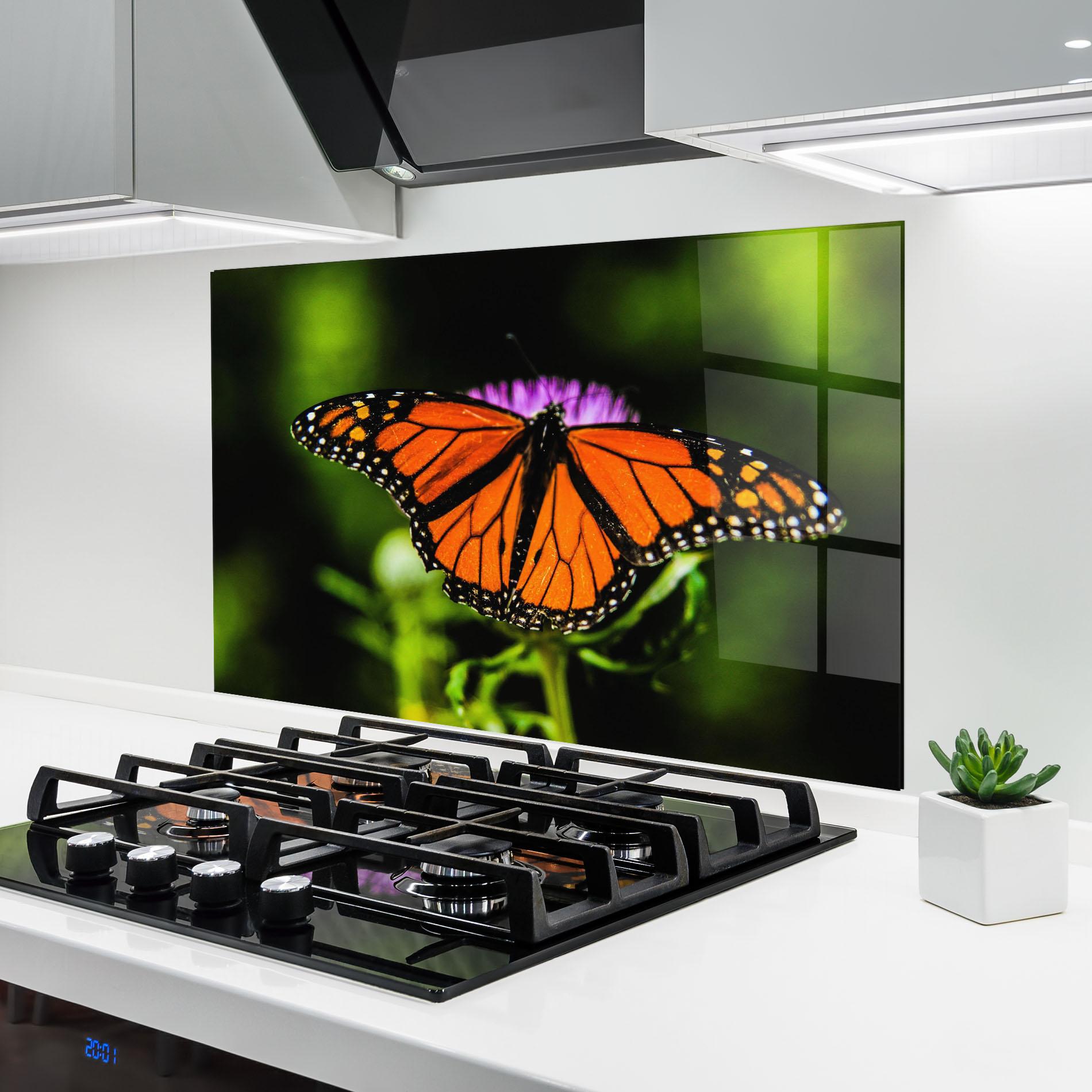 Стъклен панел за кухня Orange Open Butterfly mockup 6