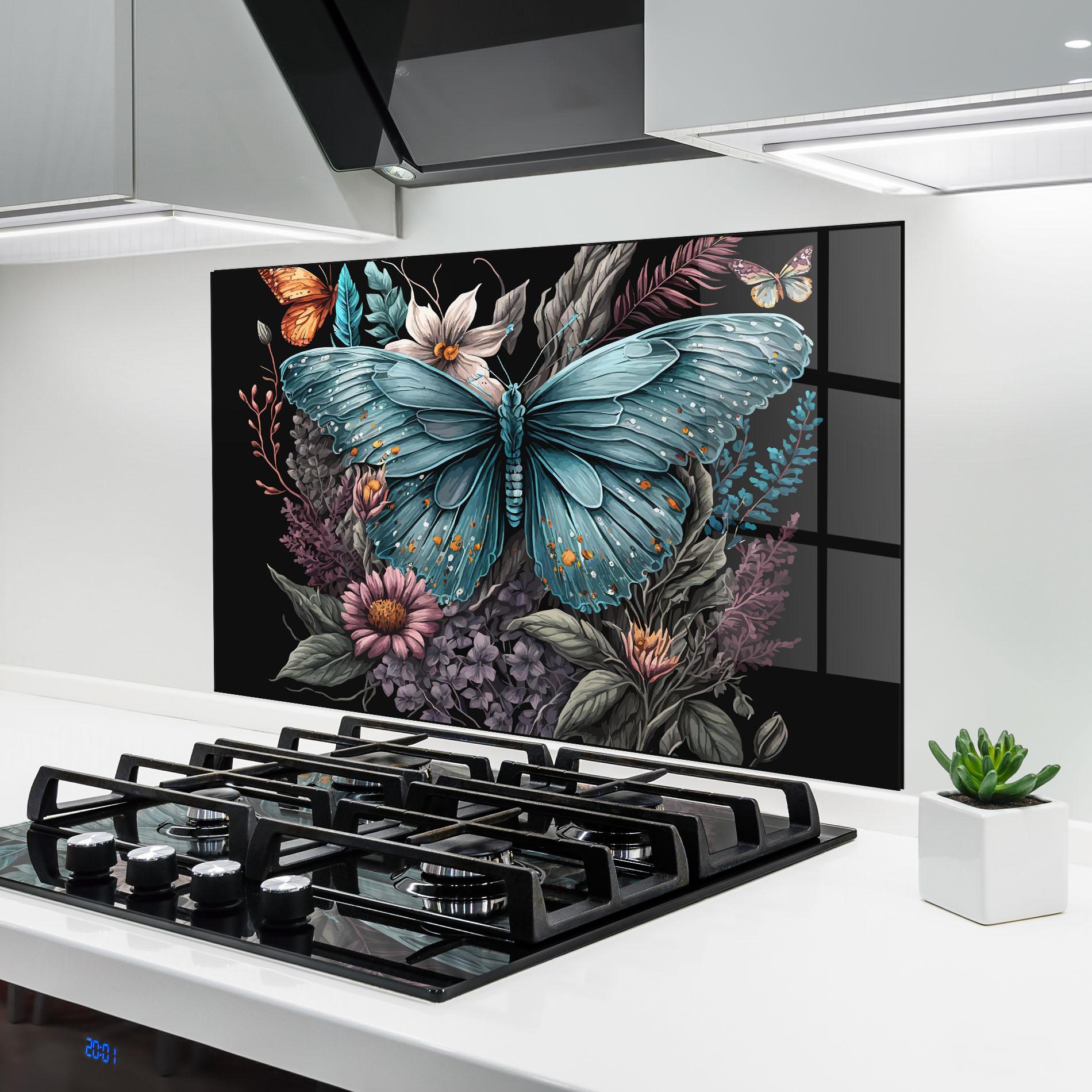 Стъклен панел за кухня Pretty Blue Butterfly mockup 6
