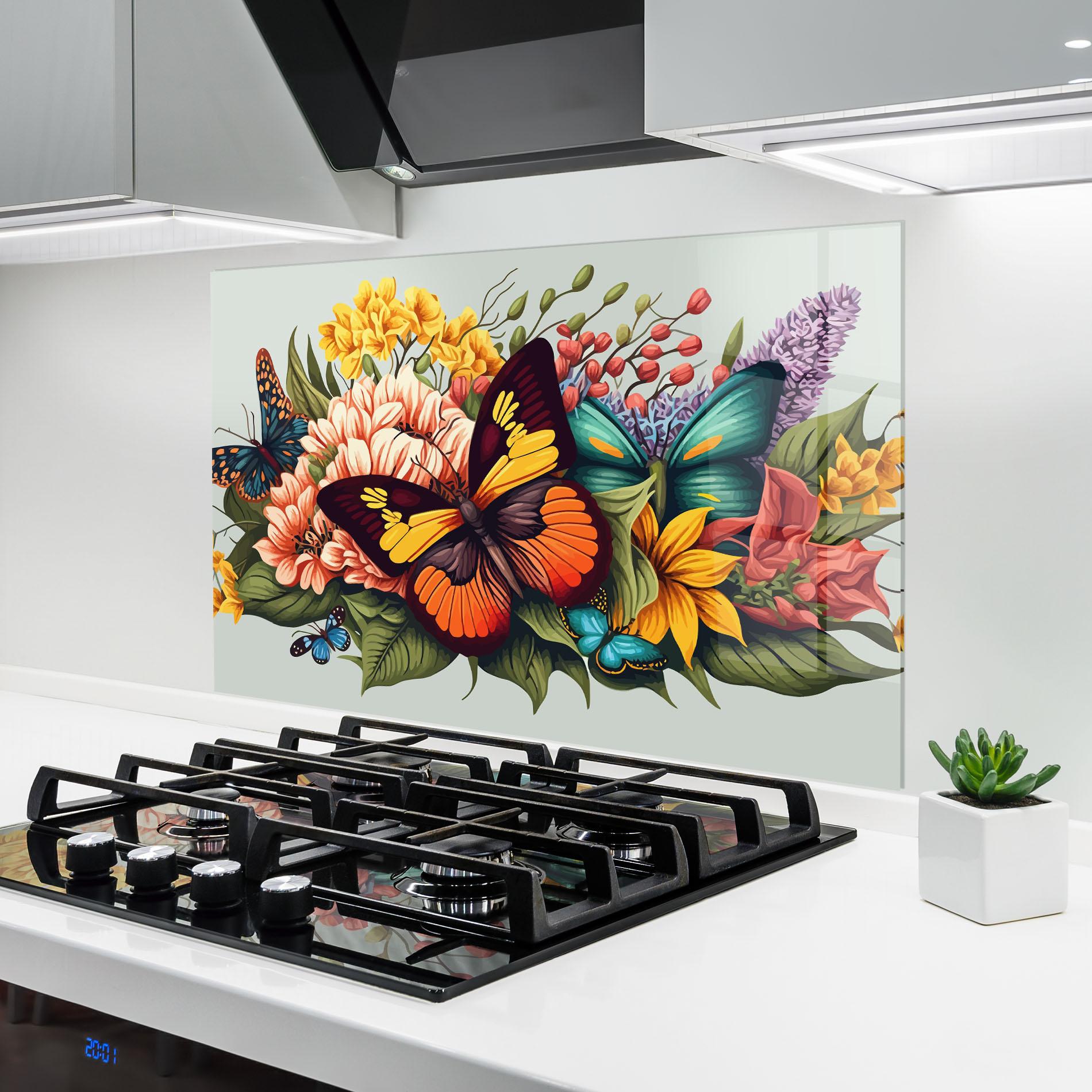 Стъклен панел за кухня Pretty Butterfly mockup 6