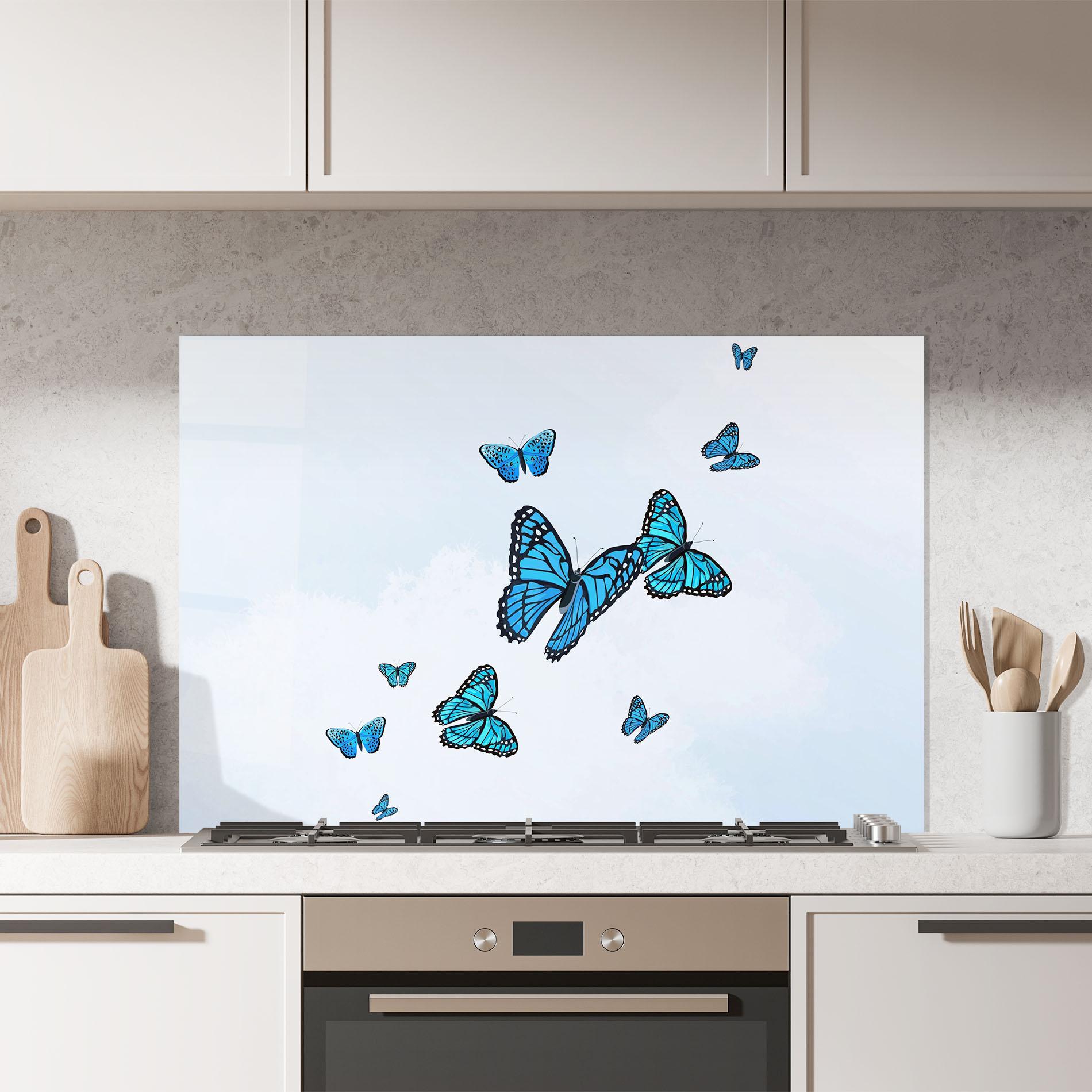 Стъклен панел за кухня Blue Sky Butterfly mockup 7