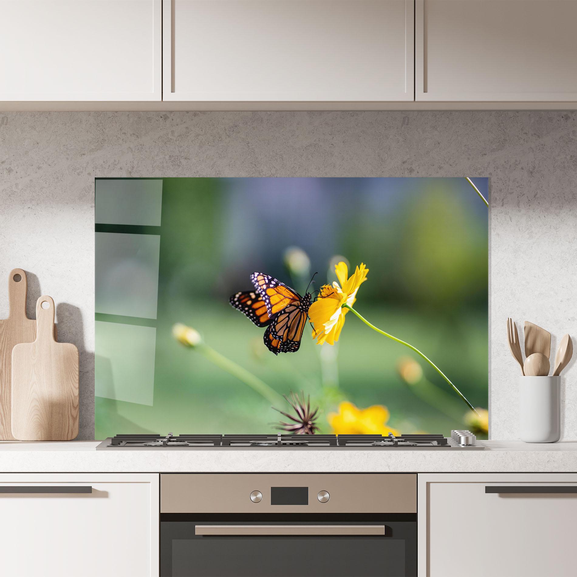 Стъклен панел за кухня Nice Orange Butterfly mockup 7