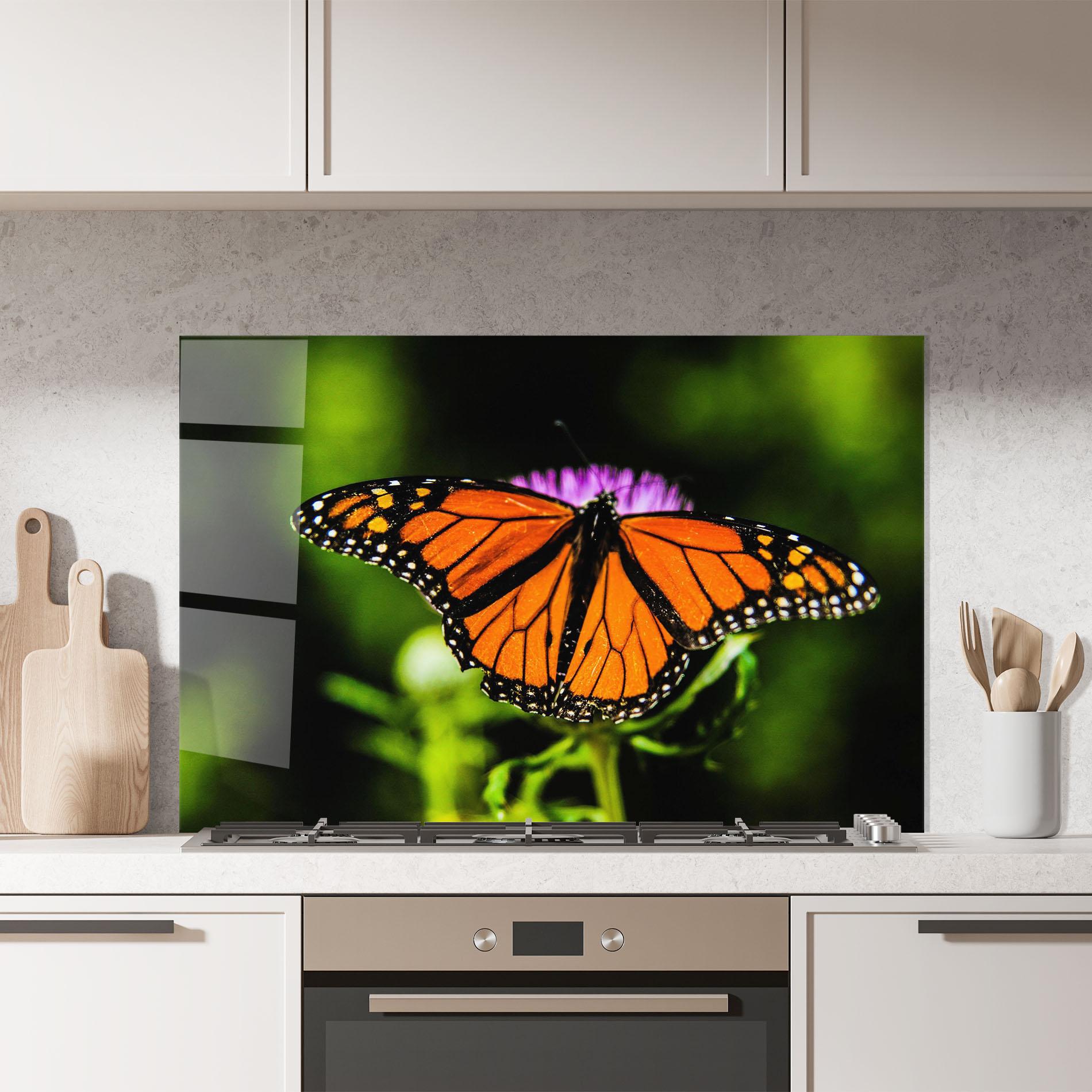 Стъклен панел за кухня Orange Open Butterfly mockup 7