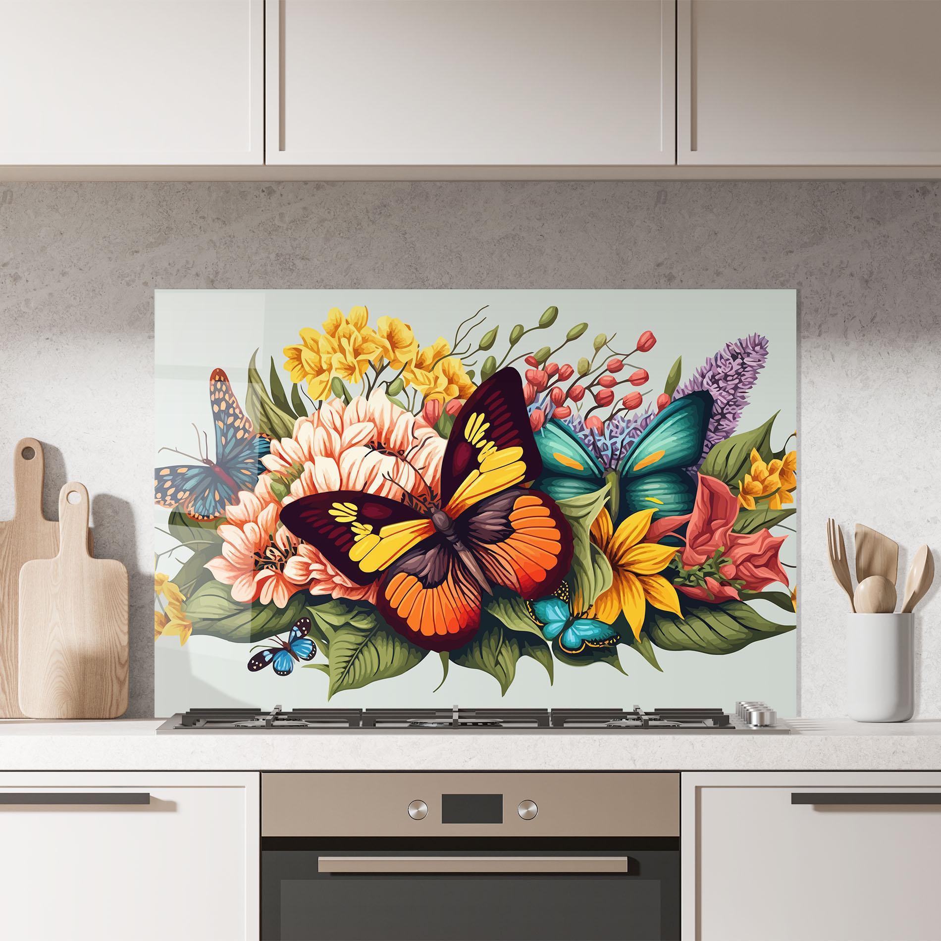 Стъклен панел за кухня Pretty Butterfly mockup 7