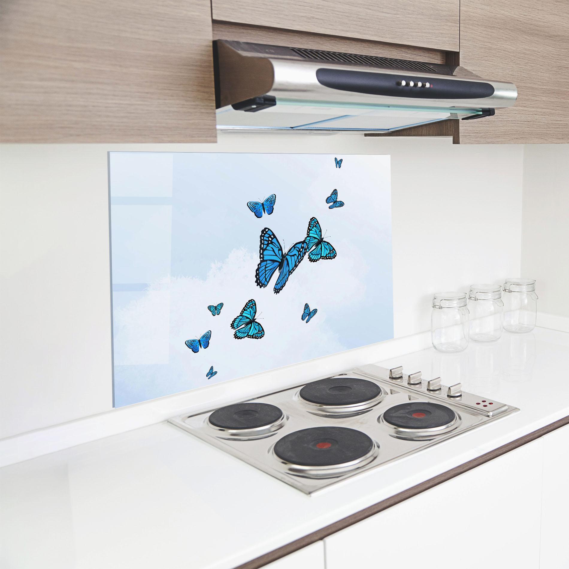 Стъклен панел за кухня Blue Sky Butterfly mockup 8