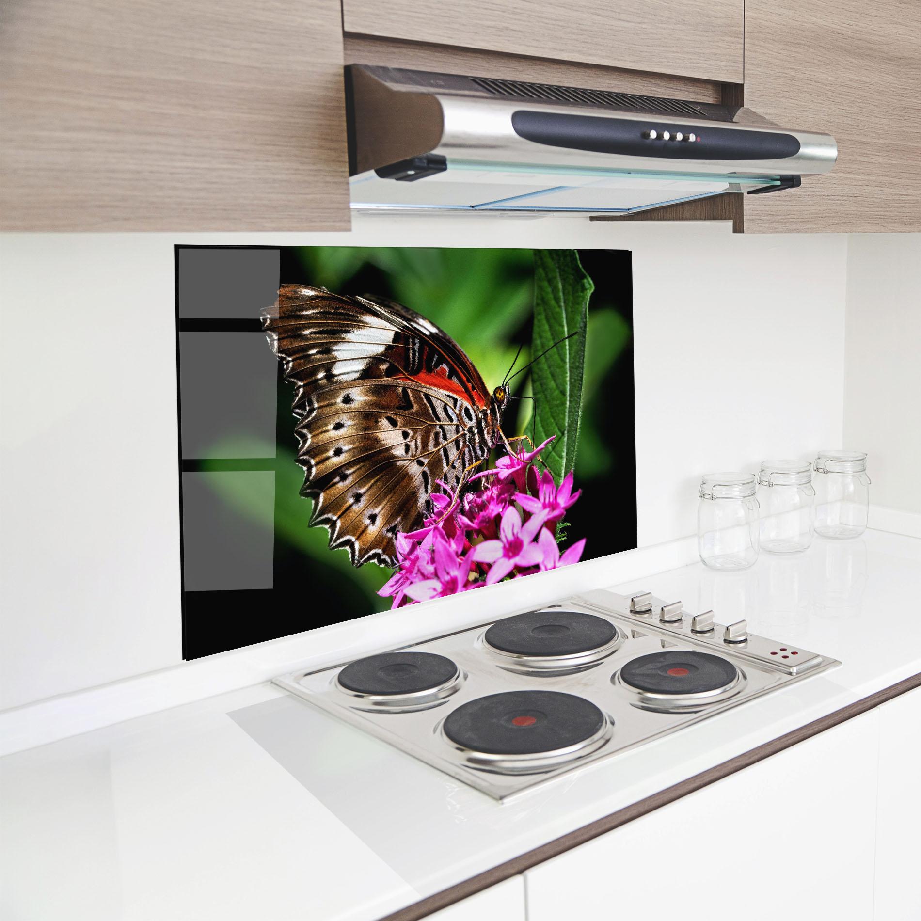 Стъклен панел за кухня Brown Red Butterfly mockup 8