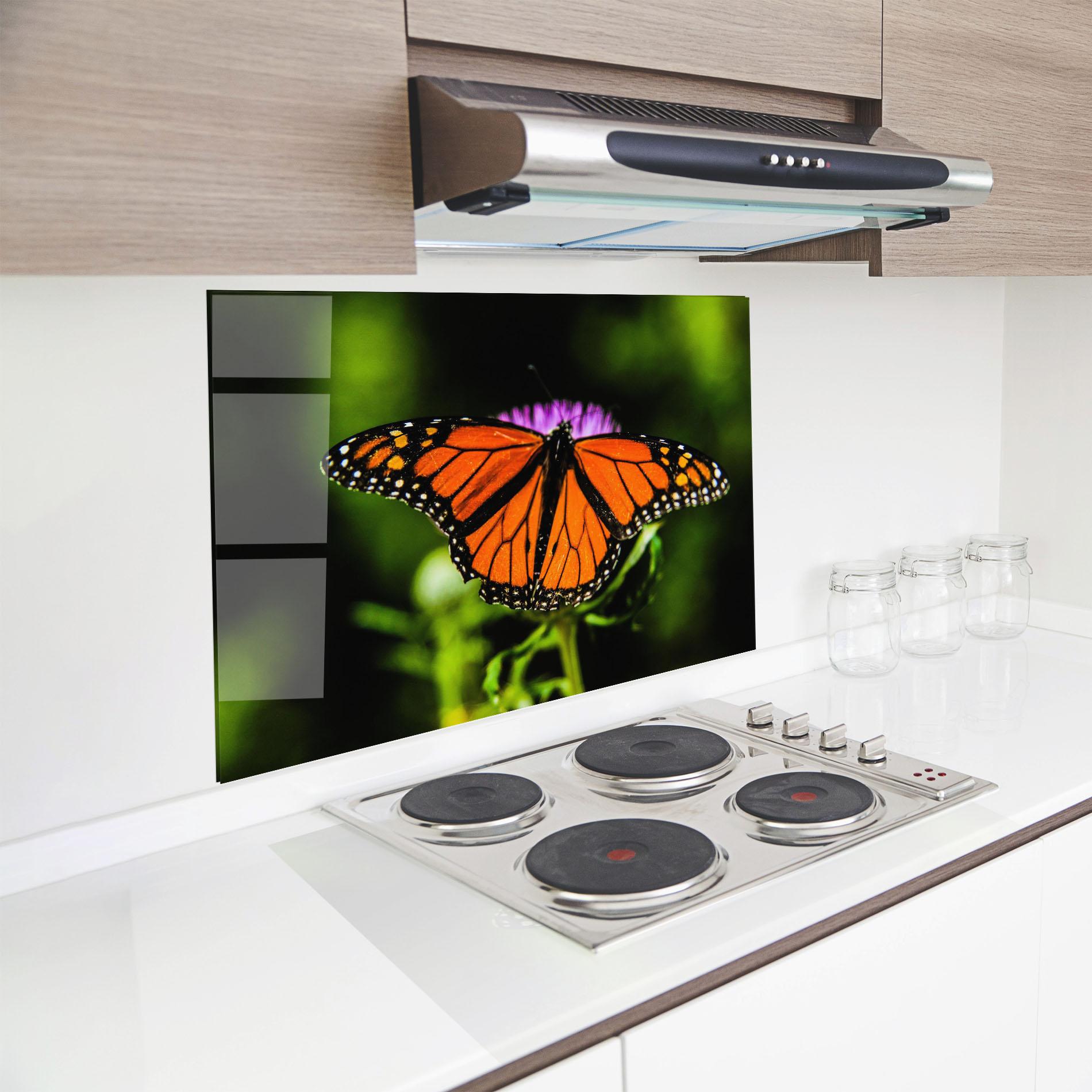 Стъклен панел за кухня Orange Open Butterfly mockup 8