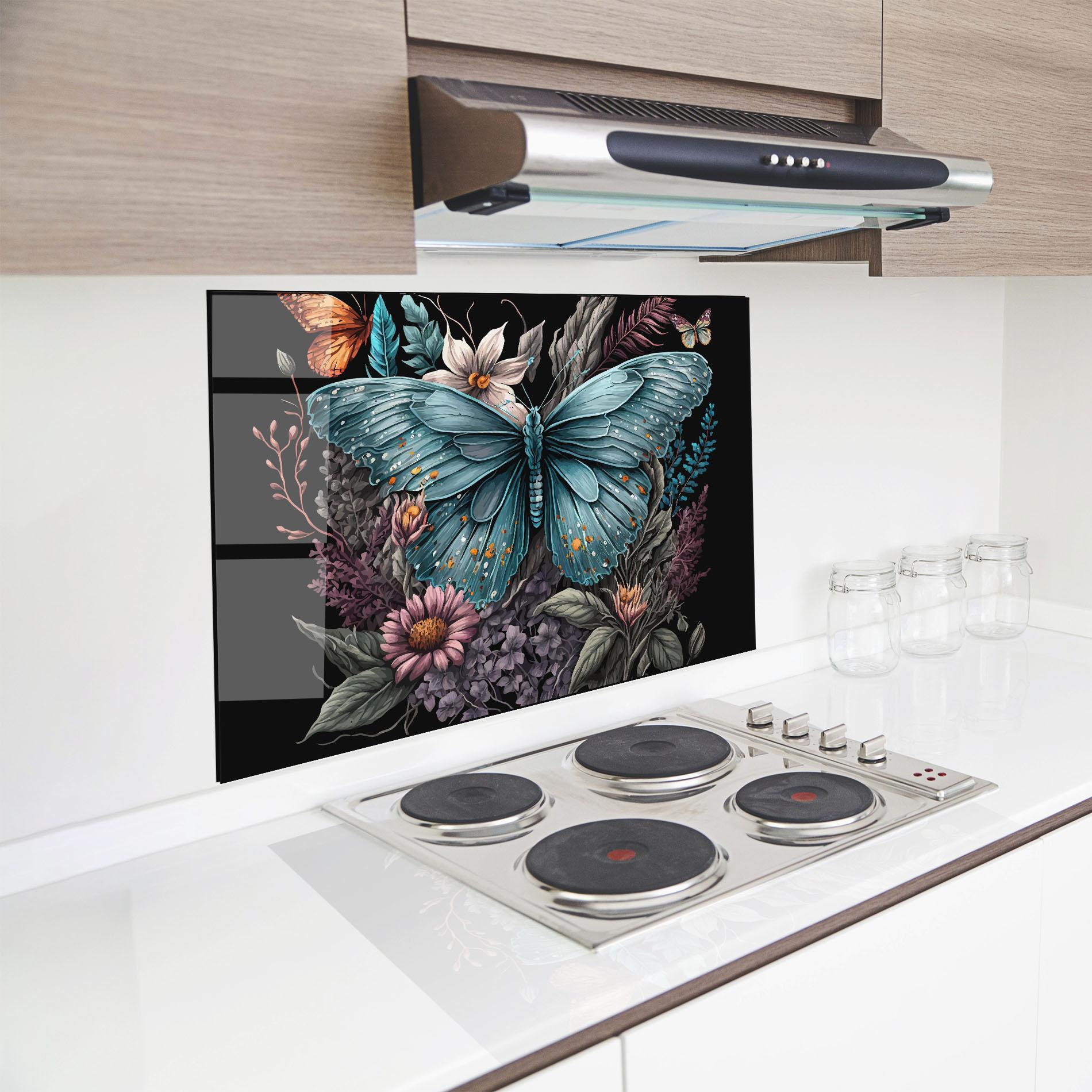 Стъклен панел за кухня Pretty Blue Butterfly mockup 8