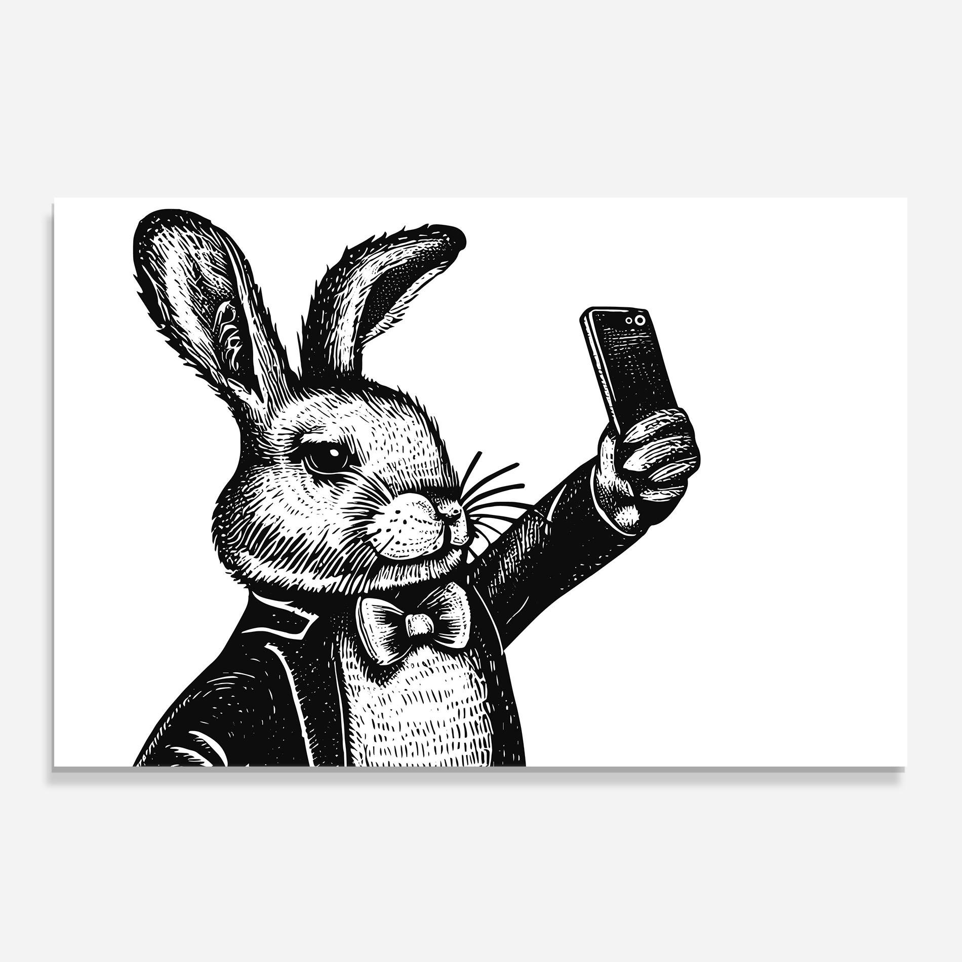 Стъклен панел за кухня Selfie Bunny mockup 0