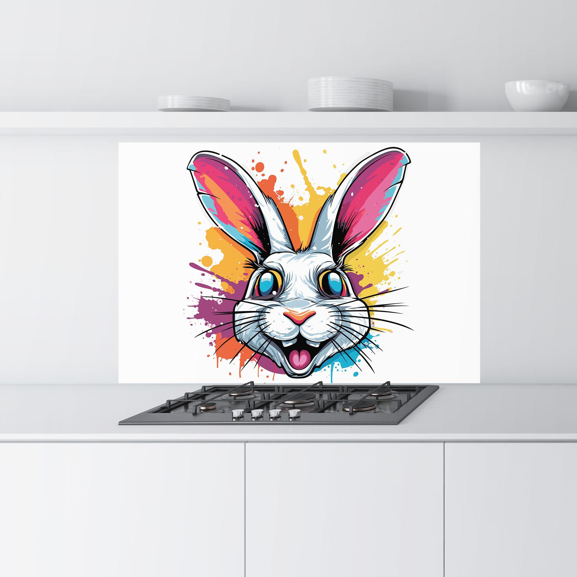 Стъклен панел за кухня Crazy Bunny mockup 9