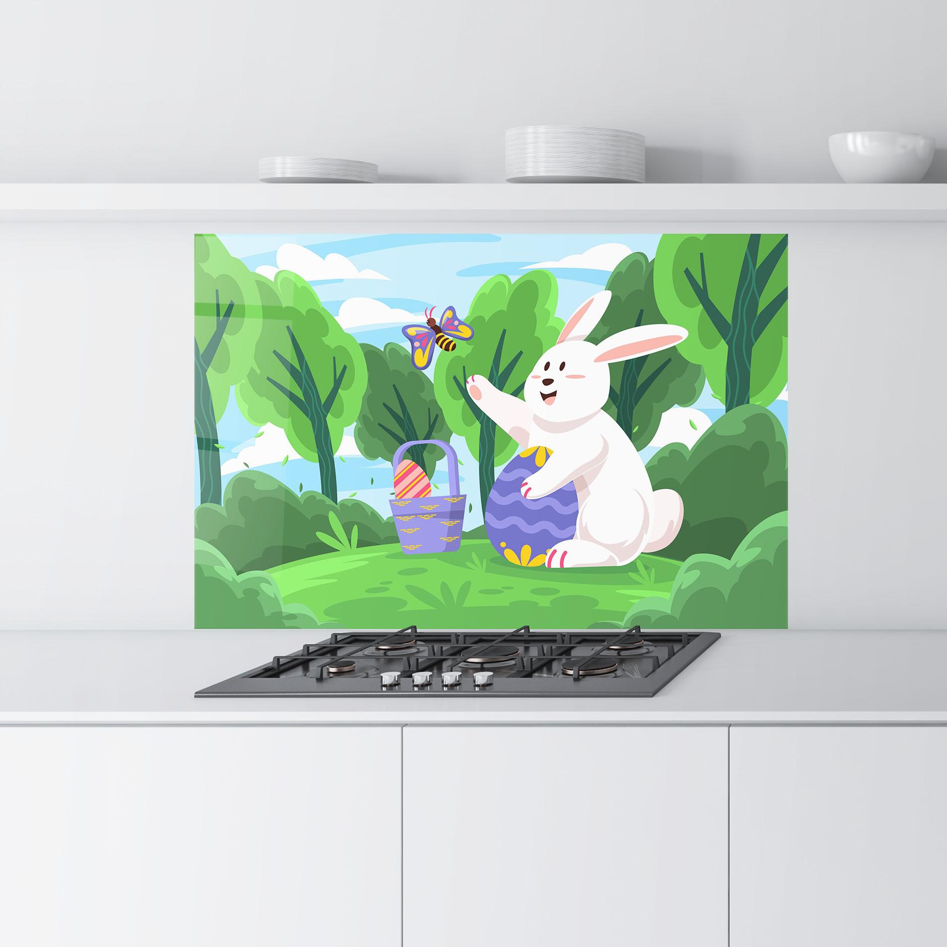 Стъклен панел за кухня Easter Rabbit mockup 9