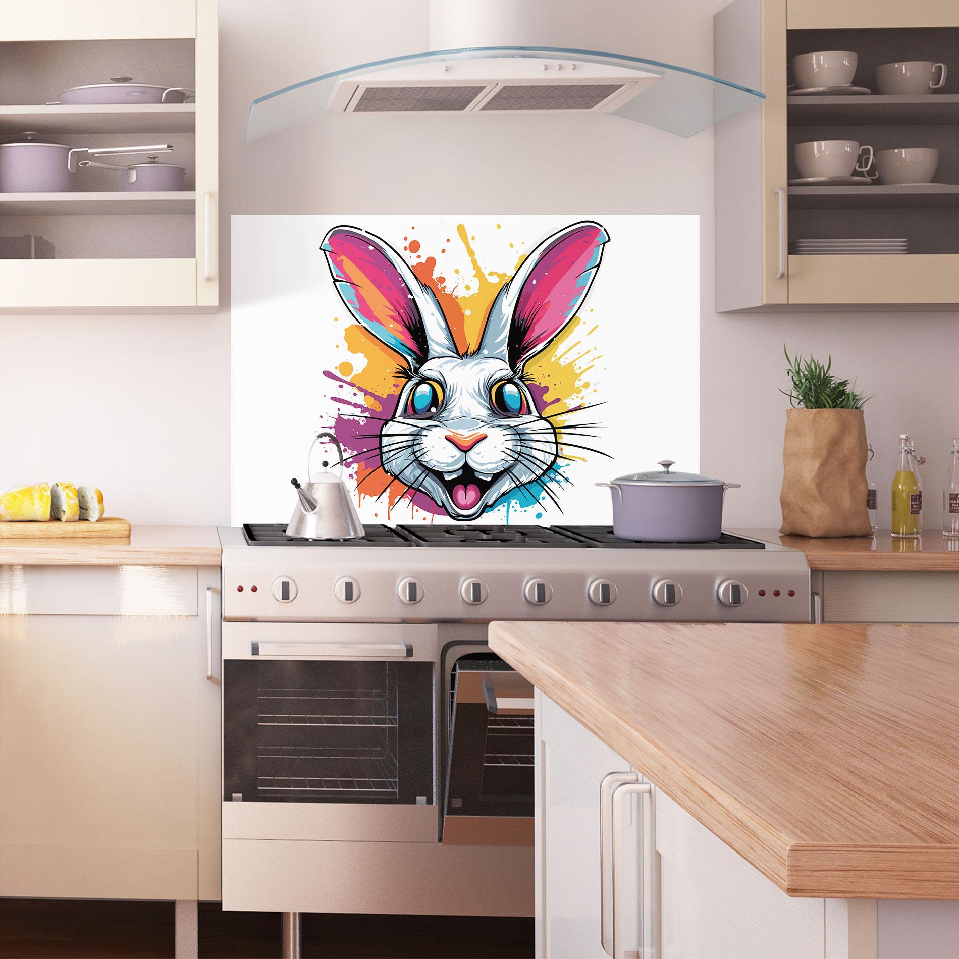 Стъклен панел за кухня Crazy Bunny mockup 1