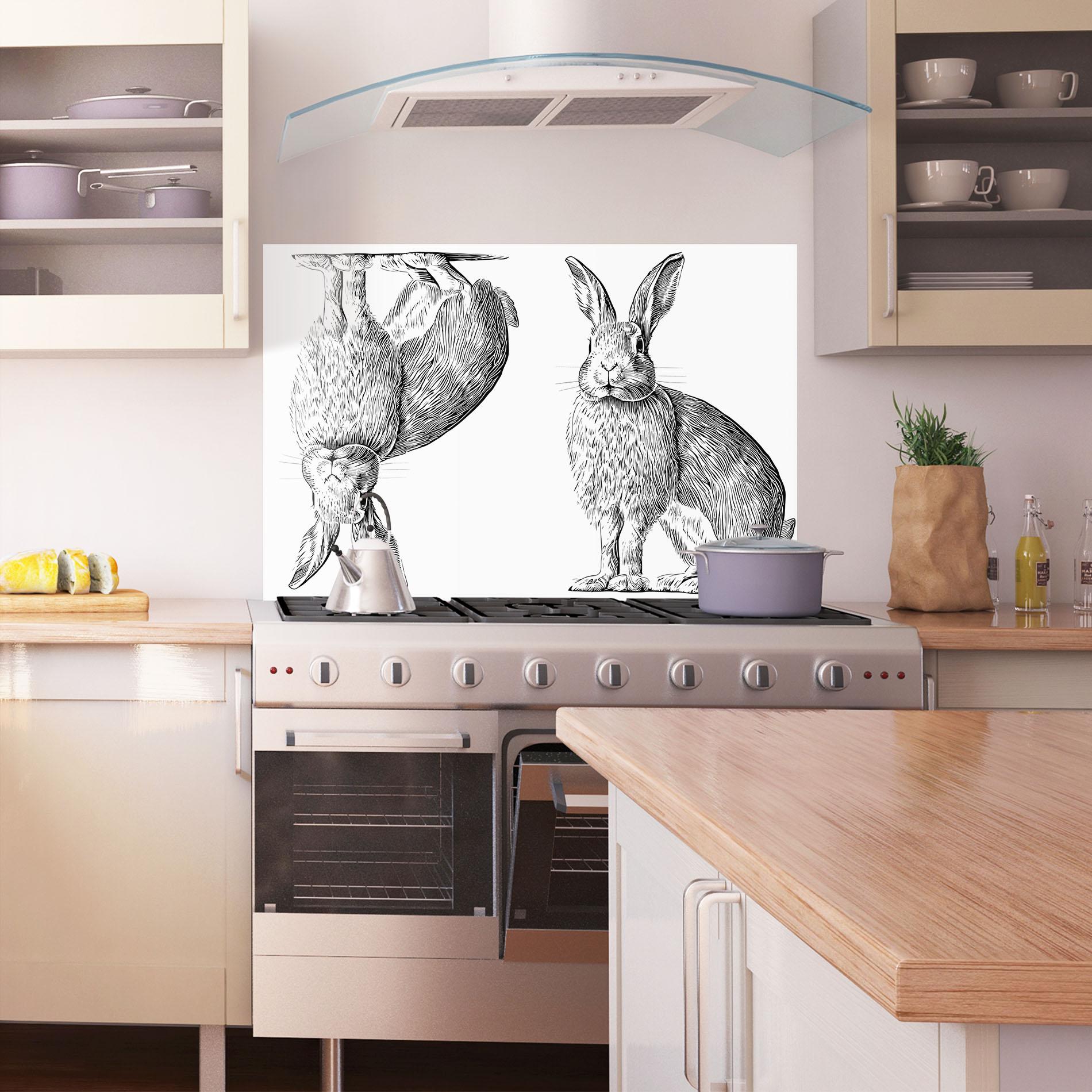 Стъклен панел за кухня Rabbit Sketch mockup 1