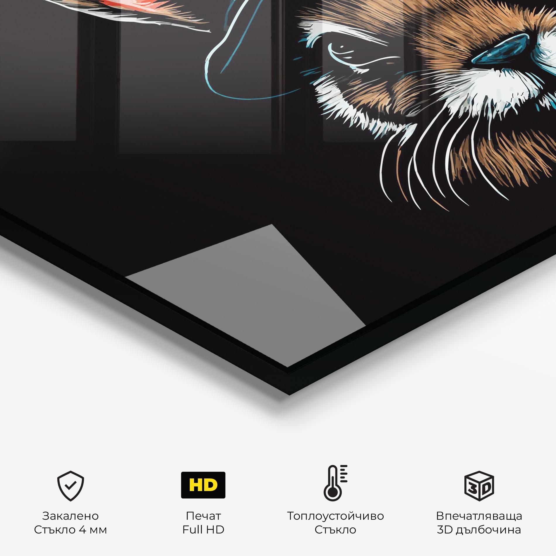 Стъклен панел за кухня Hat Bunny mockup 2