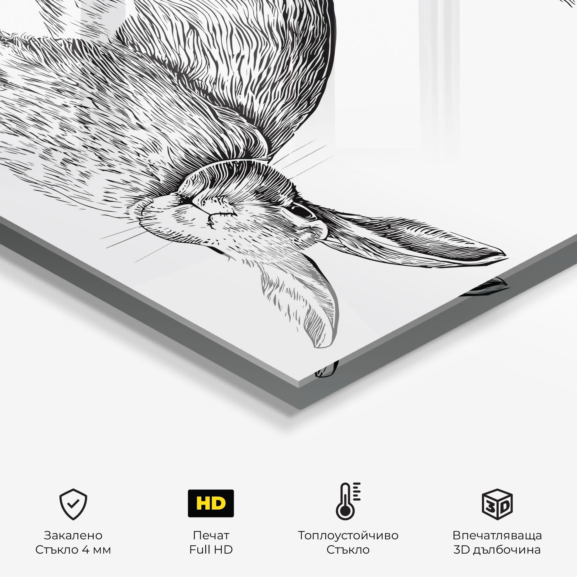 Стъклен панел за кухня Rabbit Sketch mockup 2