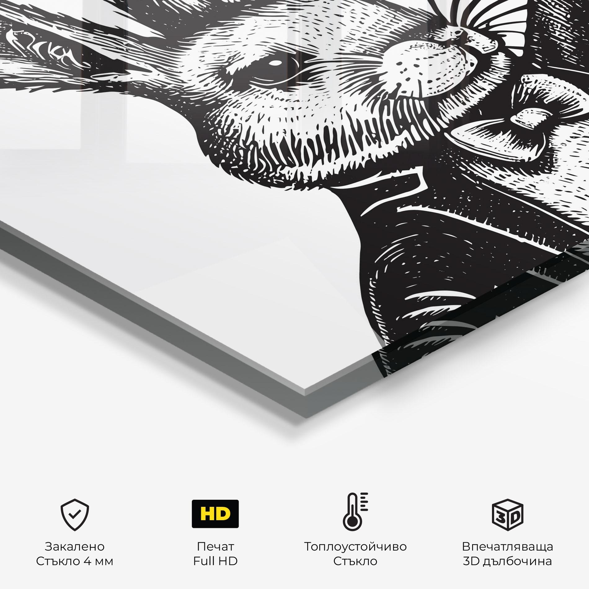 Стъклен панел за кухня Selfie Bunny mockup 2