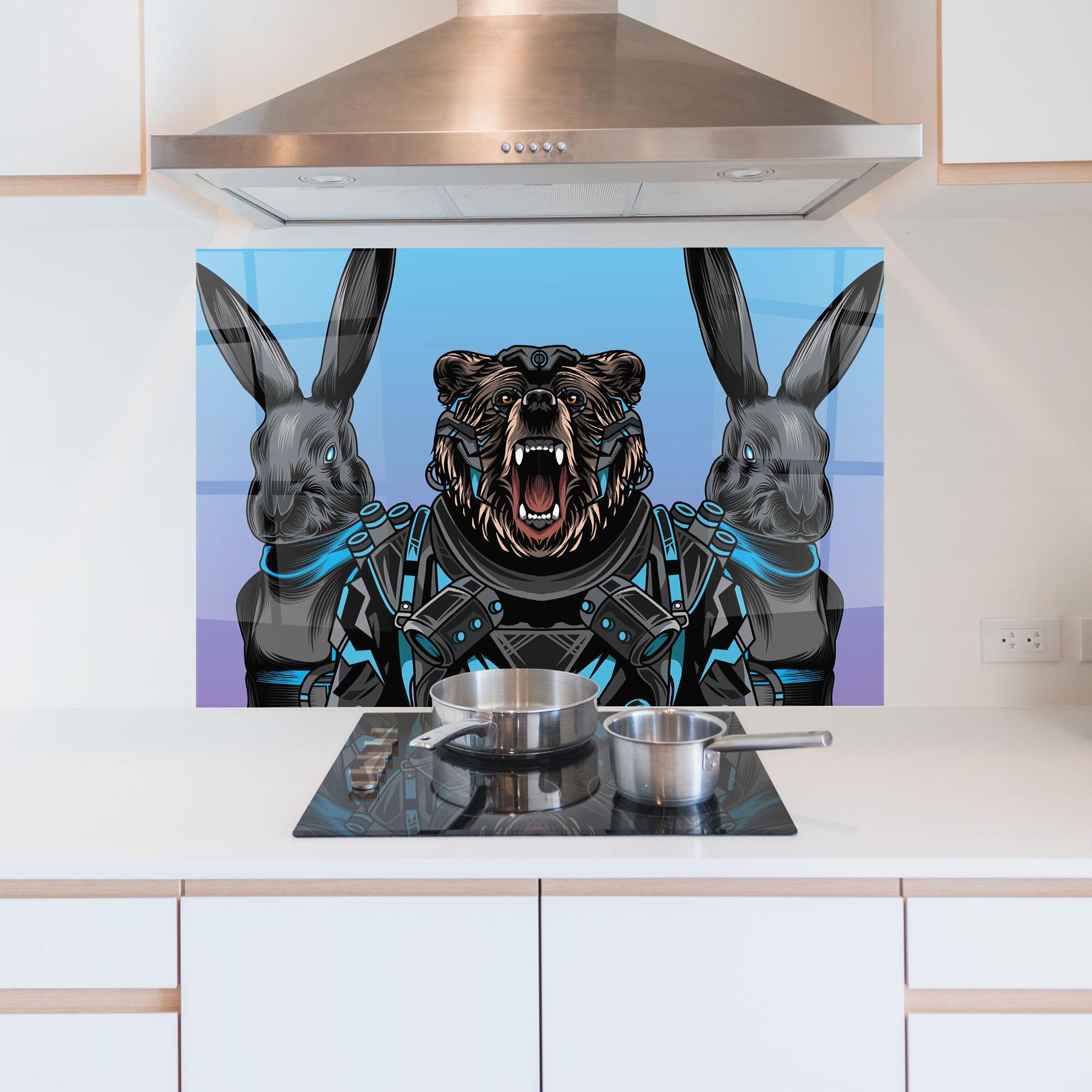 Стъклен панел за кухня Bunny Bear mockup 5