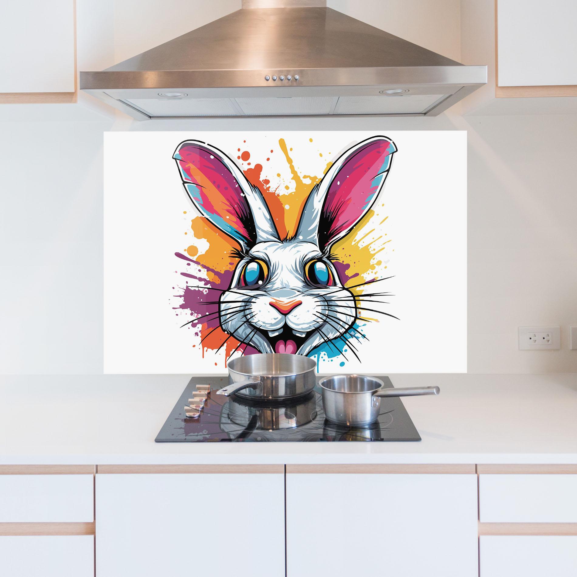 Стъклен панел за кухня Crazy Bunny mockup 5