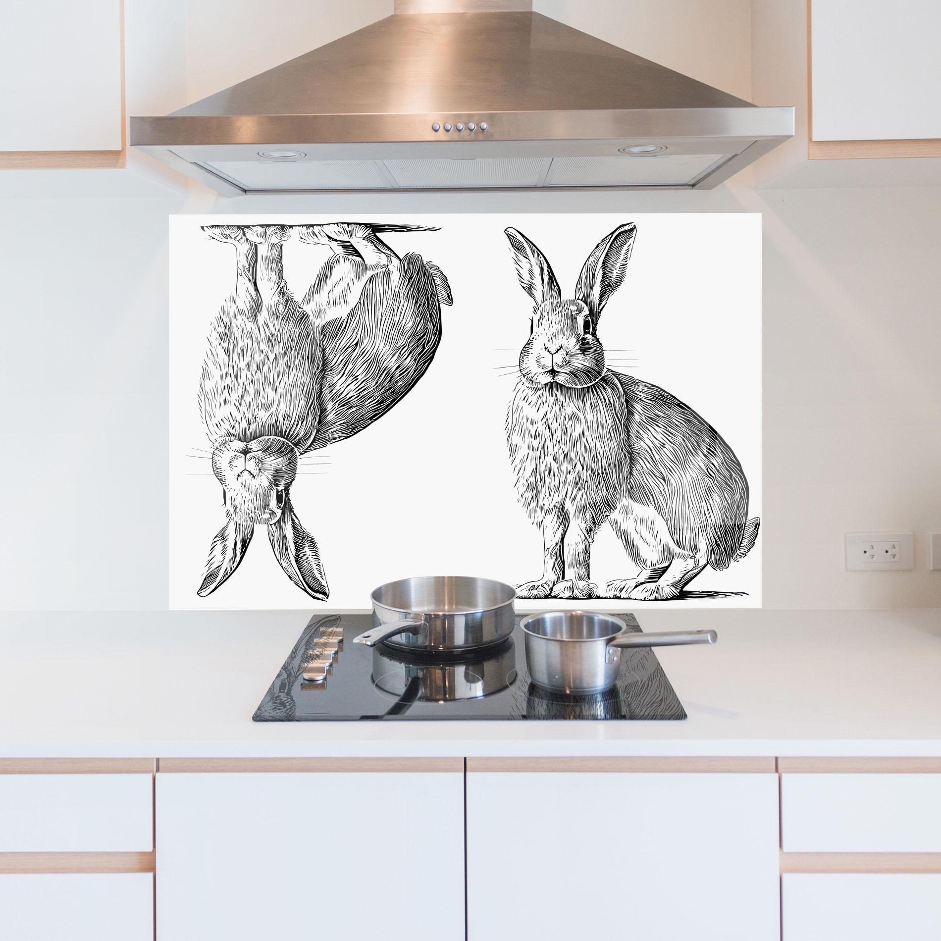 Стъклен панел за кухня Rabbit Sketch mockup 5