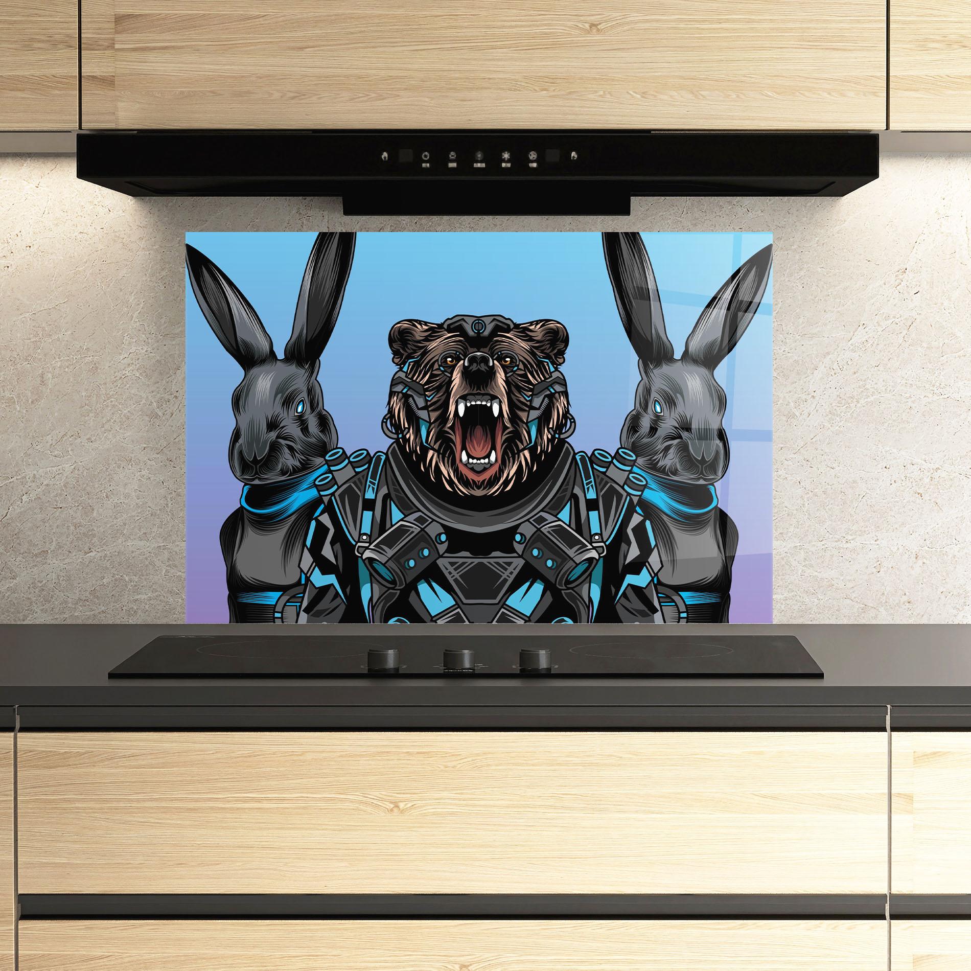 Стъклен панел за кухня Bunny Bear mockup 3