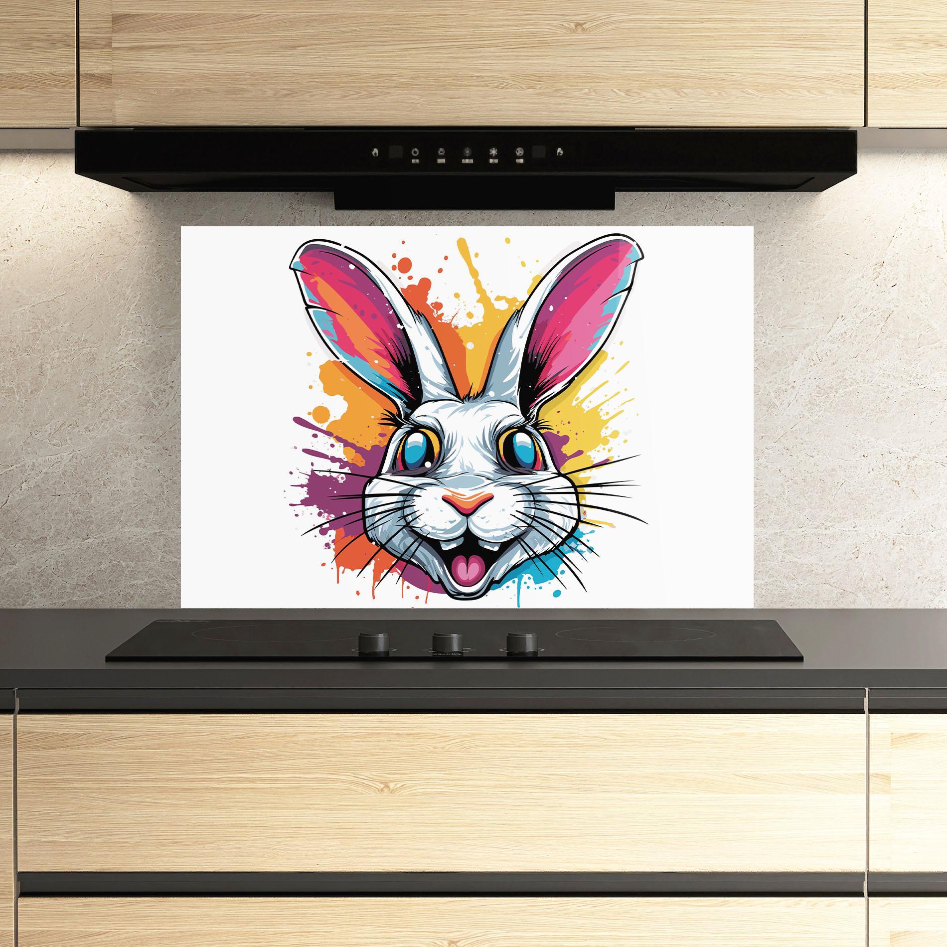 Стъклен панел за кухня Crazy Bunny mockup 3