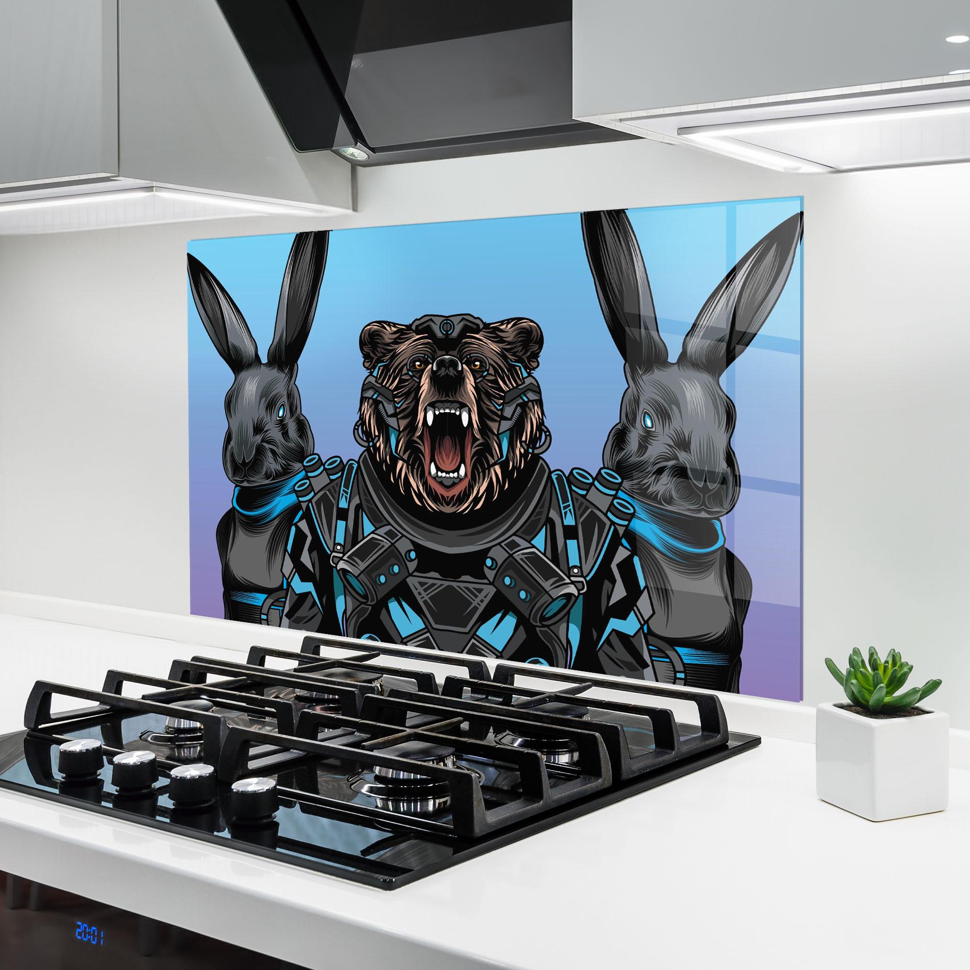 Стъклен панел за кухня Bunny Bear mockup 6