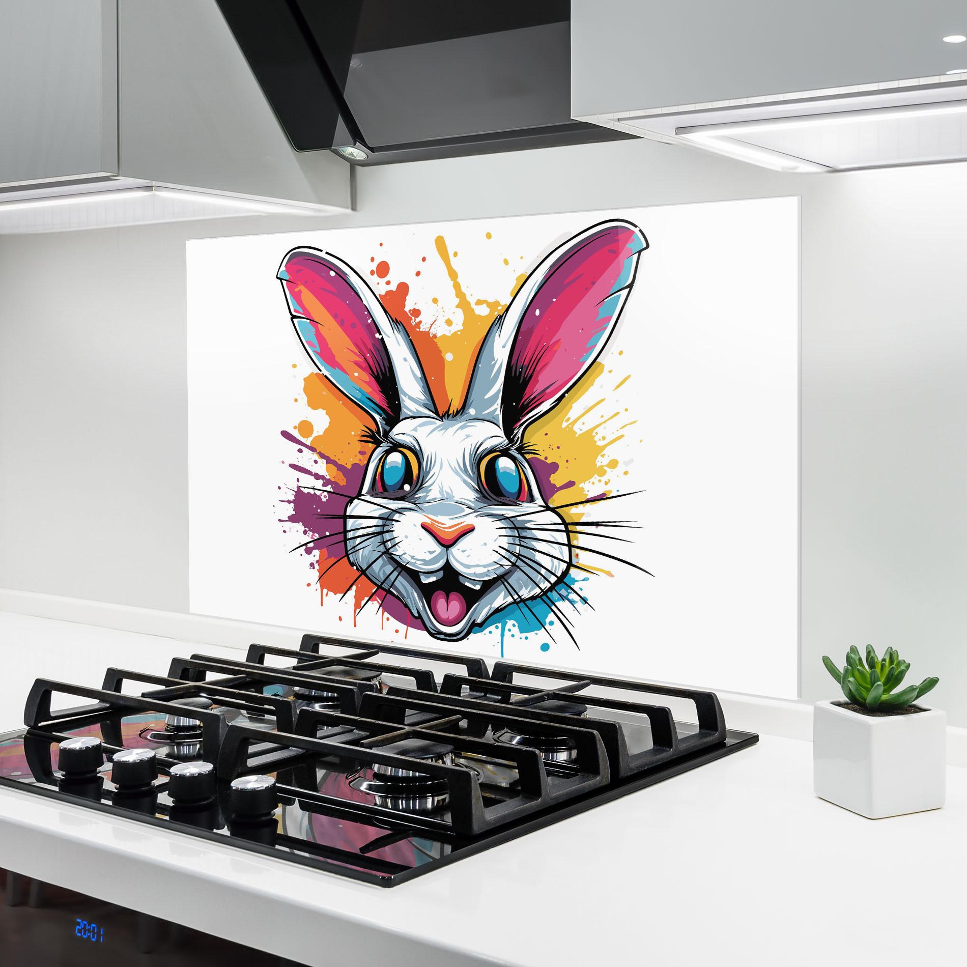 Стъклен панел за кухня Crazy Bunny mockup 6