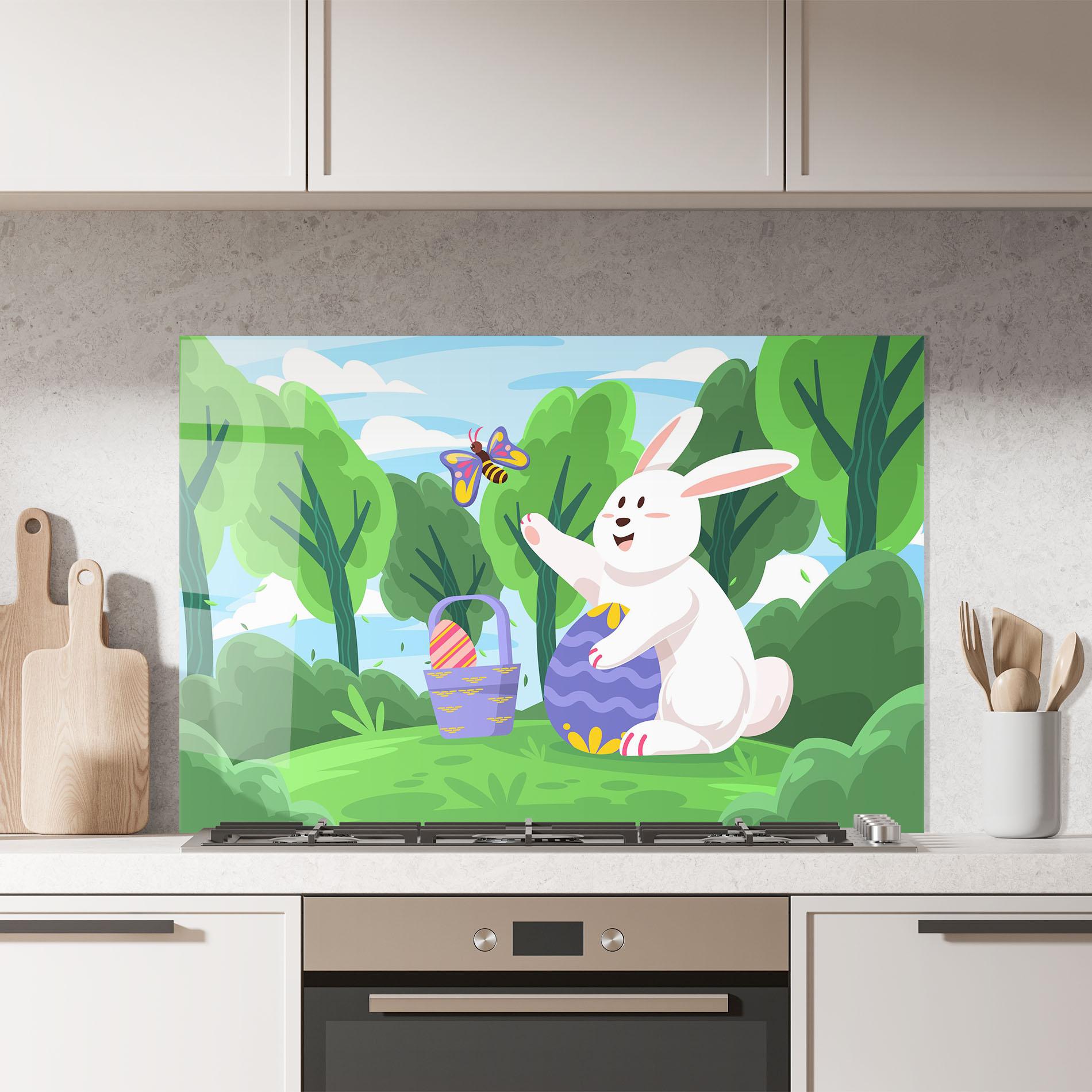 Стъклен панел за кухня Easter Rabbit mockup 7