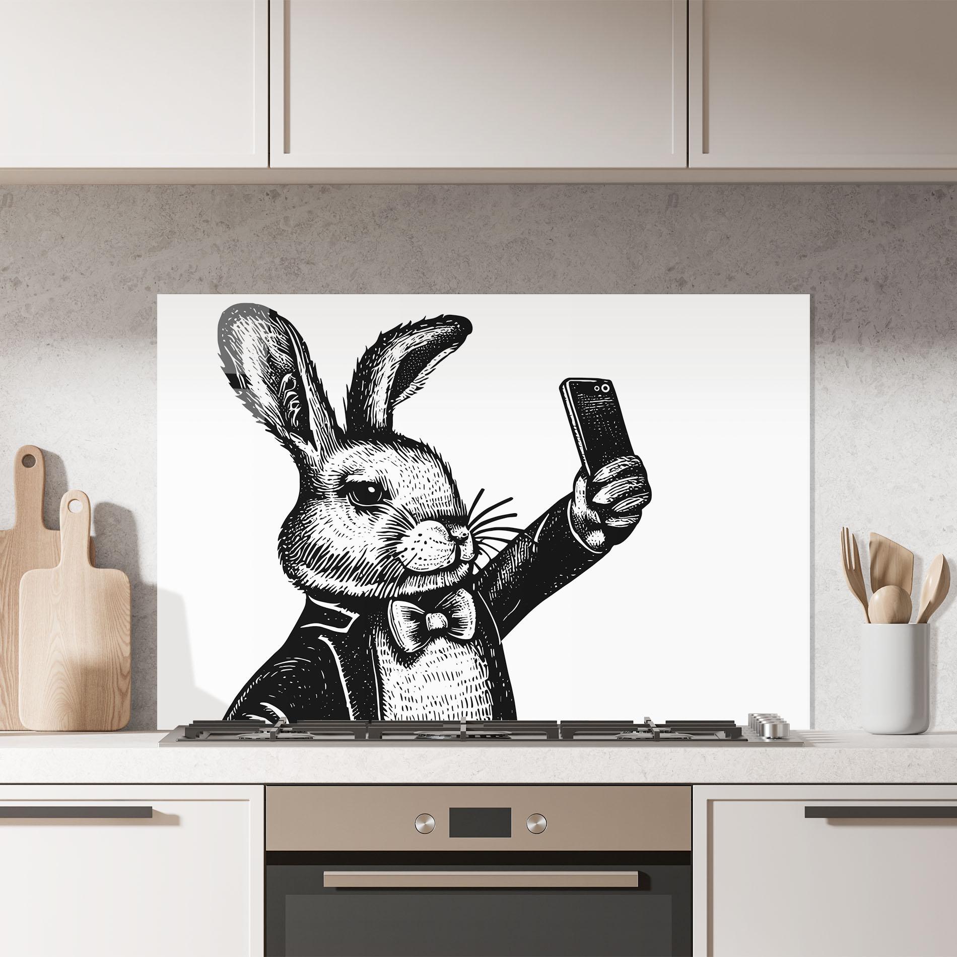 Стъклен панел за кухня Selfie Bunny mockup 7