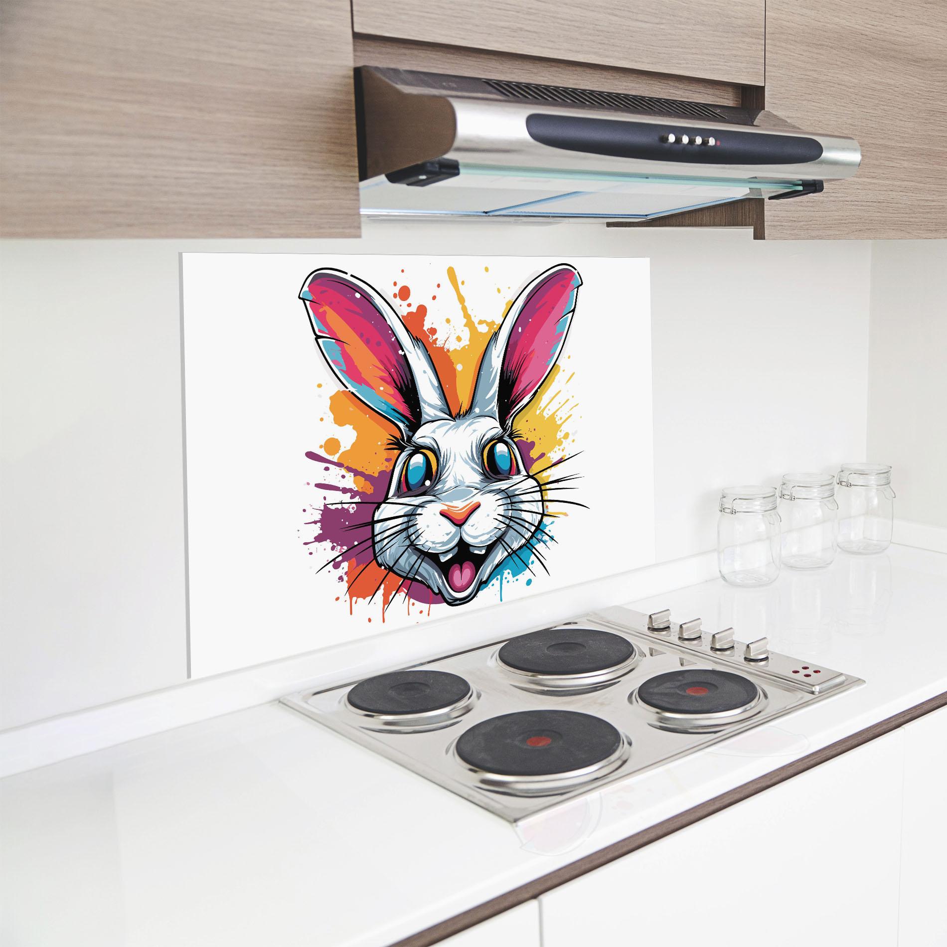 Стъклен панел за кухня Crazy Bunny mockup 8