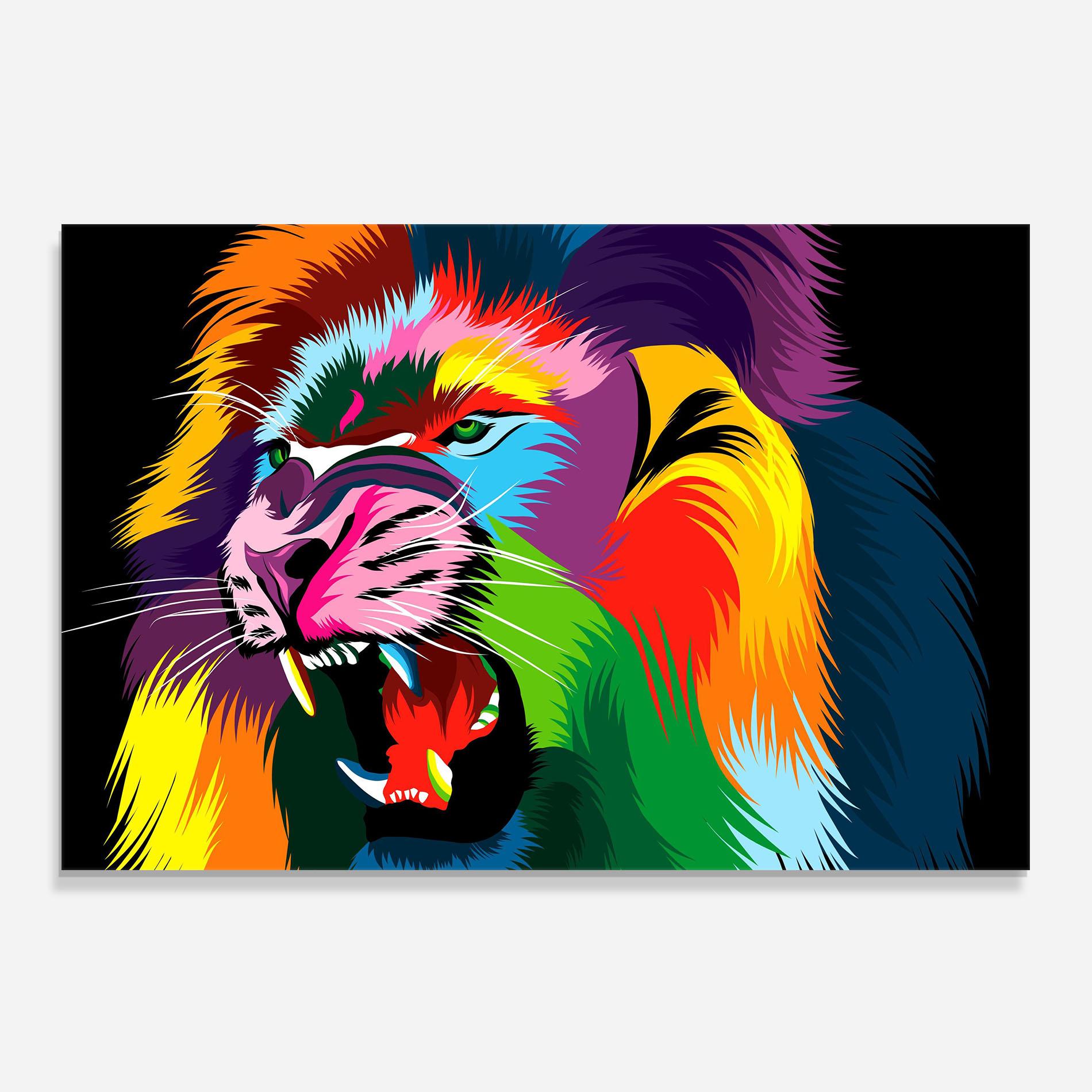 Стъклен панел за кухня Lion Vibrant Color mockup 0